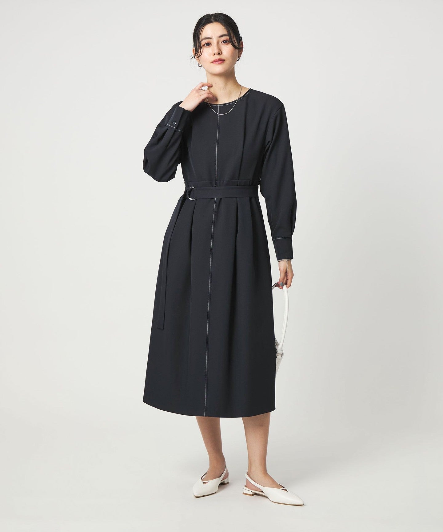 Stitch Tuck Semi Flare DRESS - UNITED ARROWS Stitch Tuck Semi Flare DRESS - UNITED ARROWS