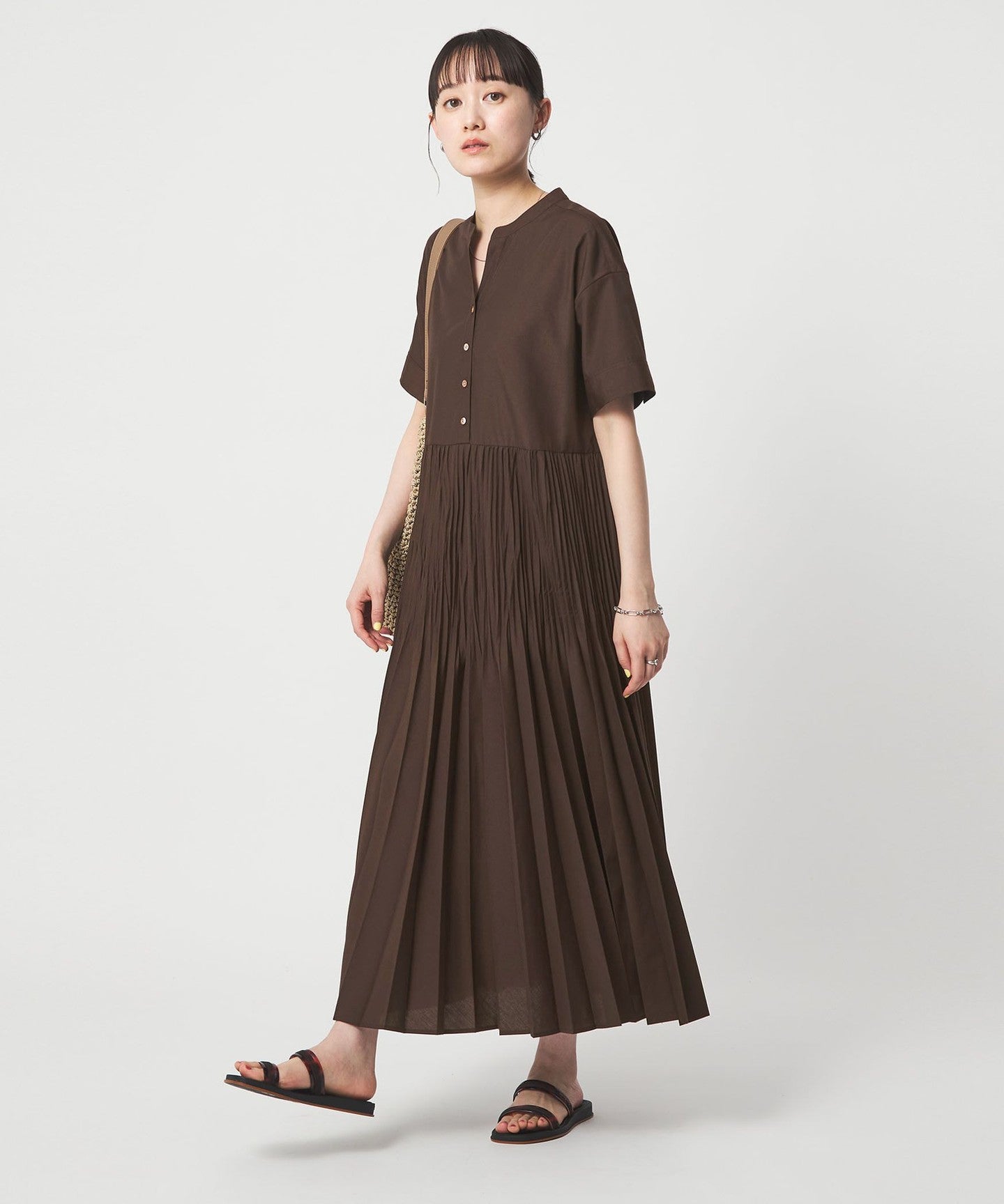 UNITED ARROWS ワッシャープリーツショートスリーブワンピース size SHORT/TALLあり］ワッシャー プリーツ ショートスリーブ