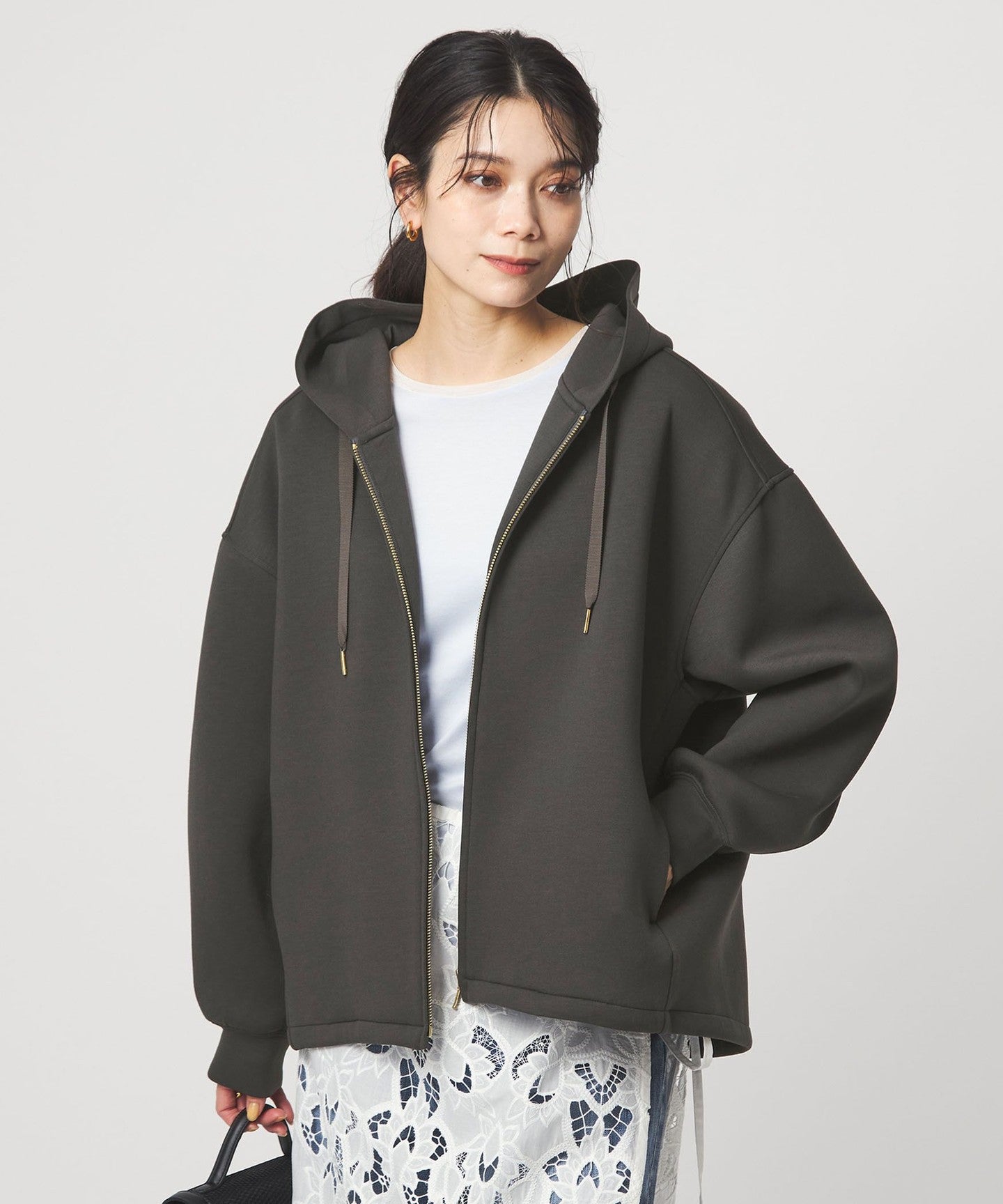 Size SHORT available] Double-knit Zip Hoodie - UNITED ARROWS