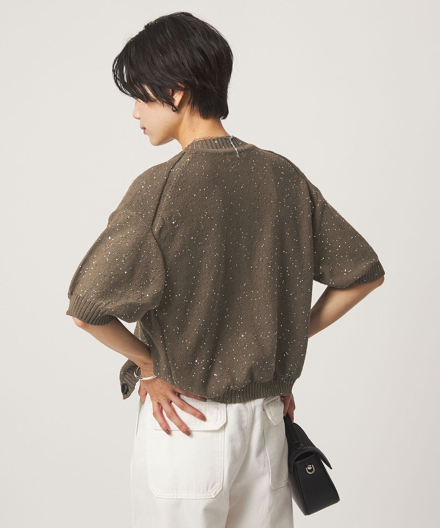 ハーフスリーブ スパンコール ニット カーディガン - UNITED ARROWS