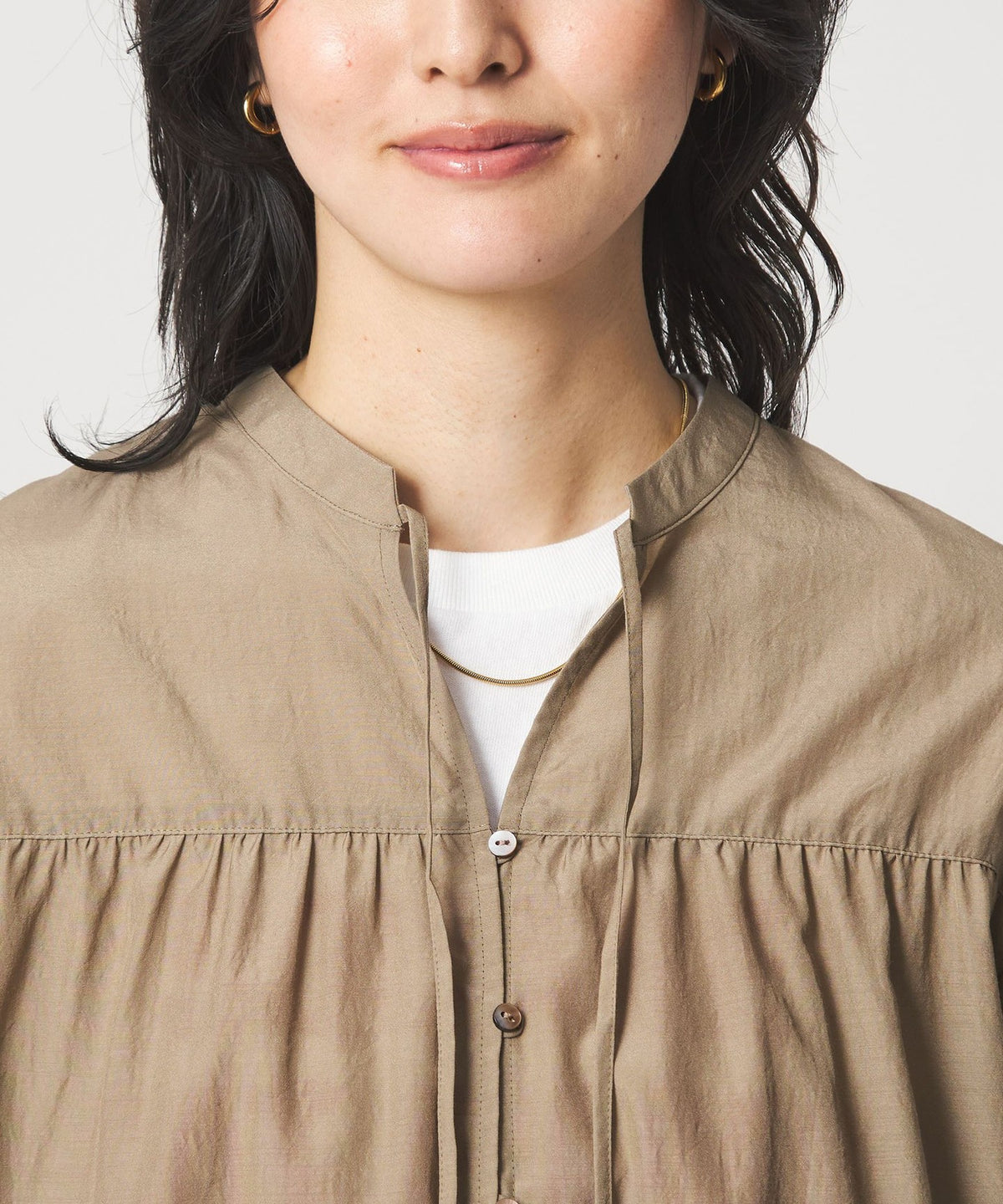 Voluminous Gathered Haori Blouse - UV Protection & Cool Touch
