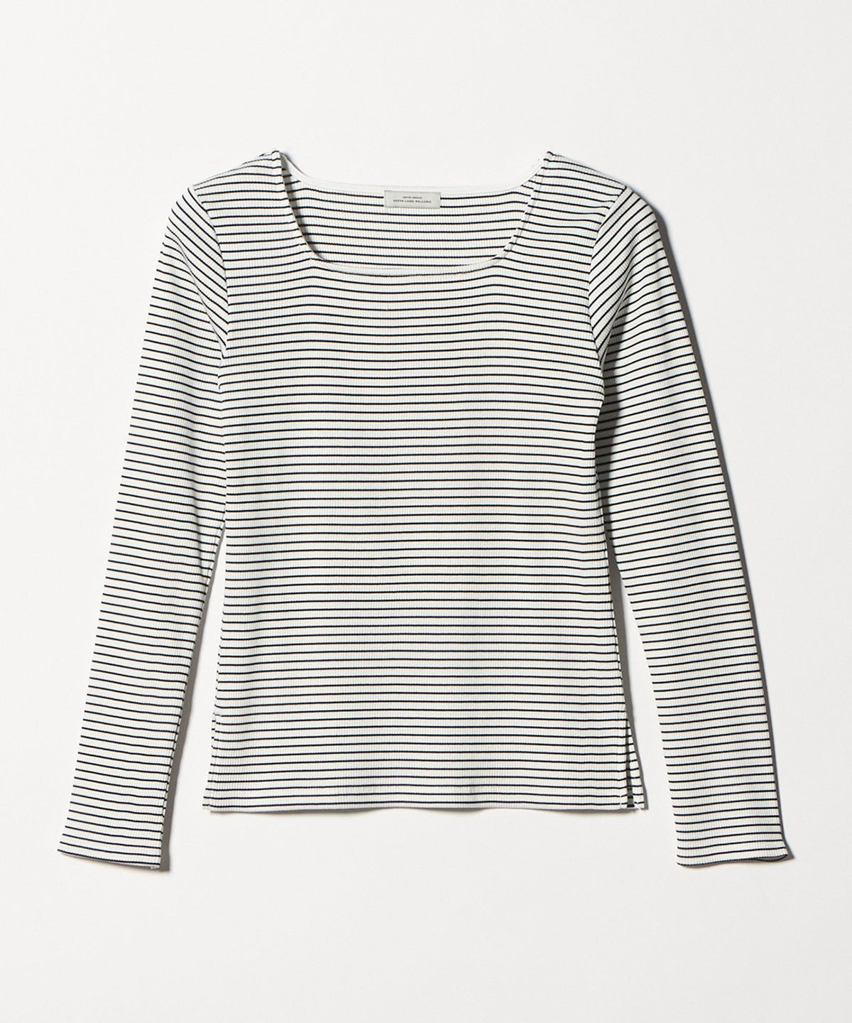 Bright Ribbed Square Neck Long-Sleeve Top