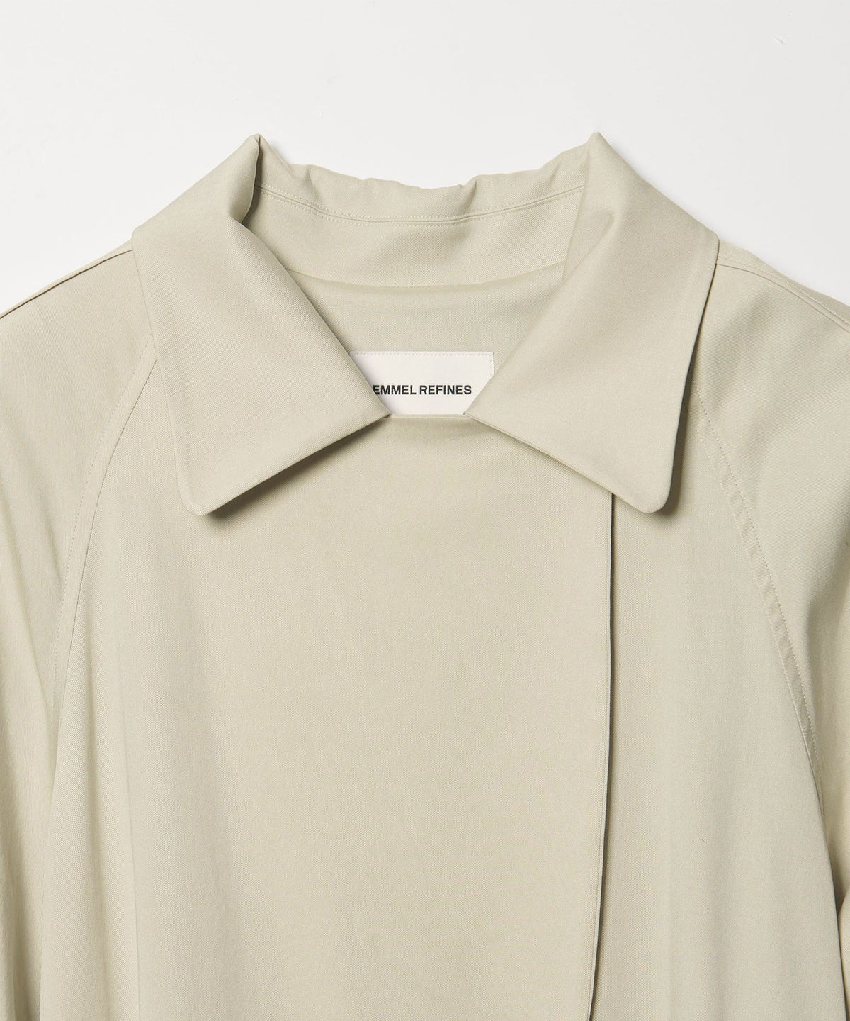 <EMMEL REFINES> EM Double-Button Draped Flare Trench Coat