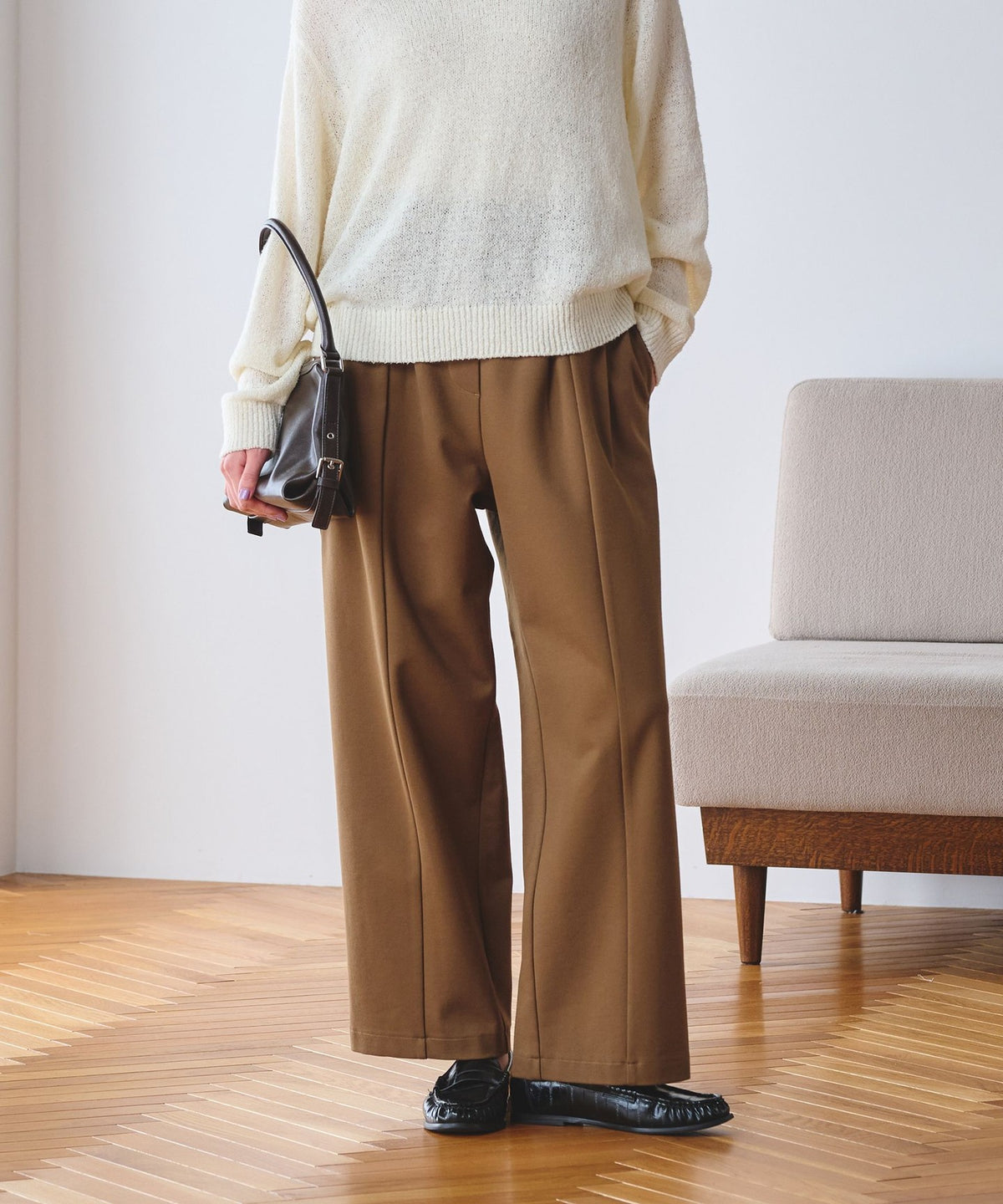 【线上限定 Wardrobe DAILY MINIMAL】针织打褶弧形裤 可水洗