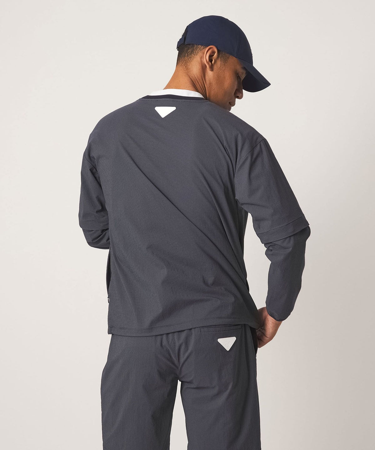 Pull-over ras-du-cou à micro-carreaux pour homme, manches longues/courtes convertibles