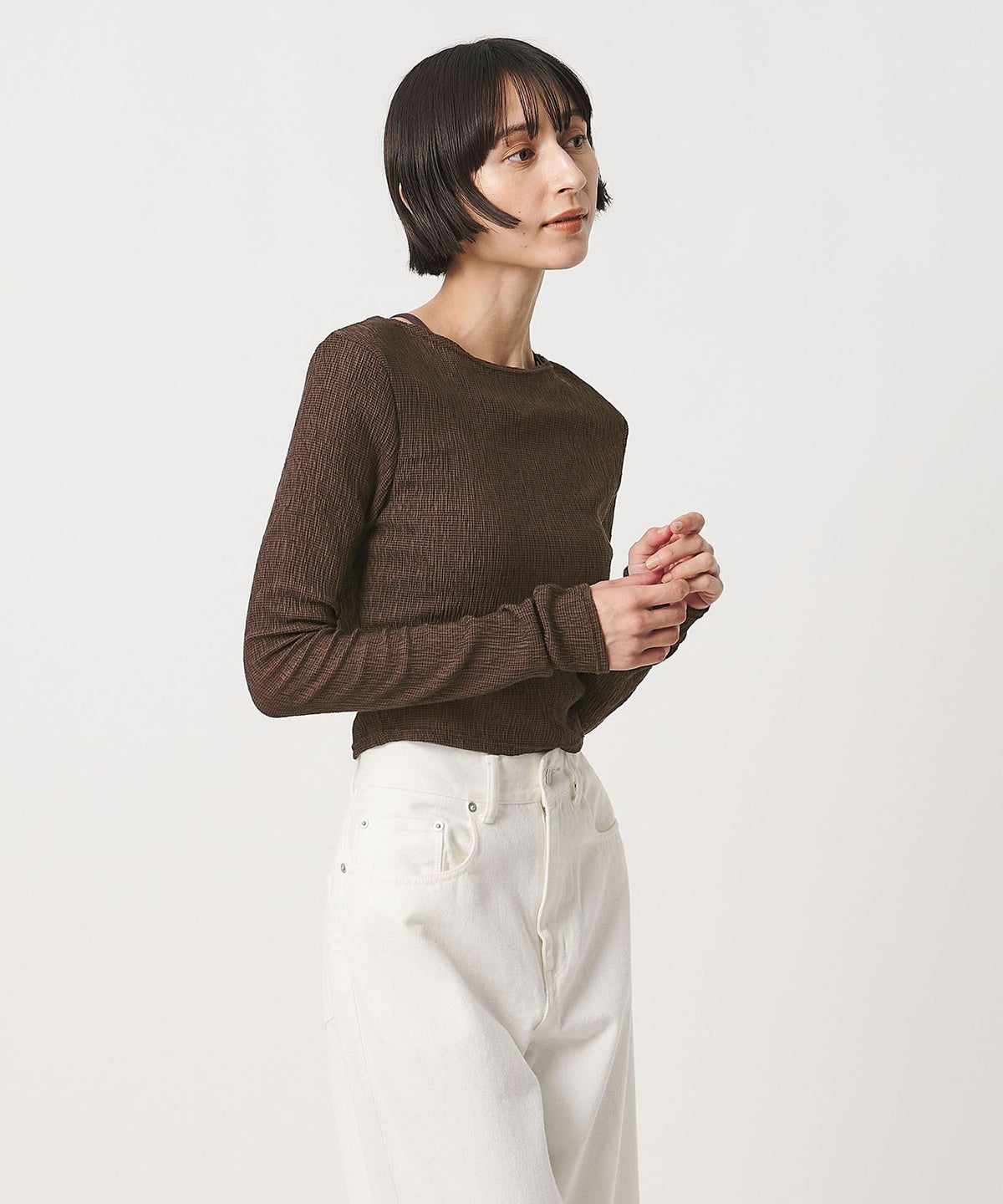 ＜TO UNITED ARROWS＞褶皱长袖针织衫