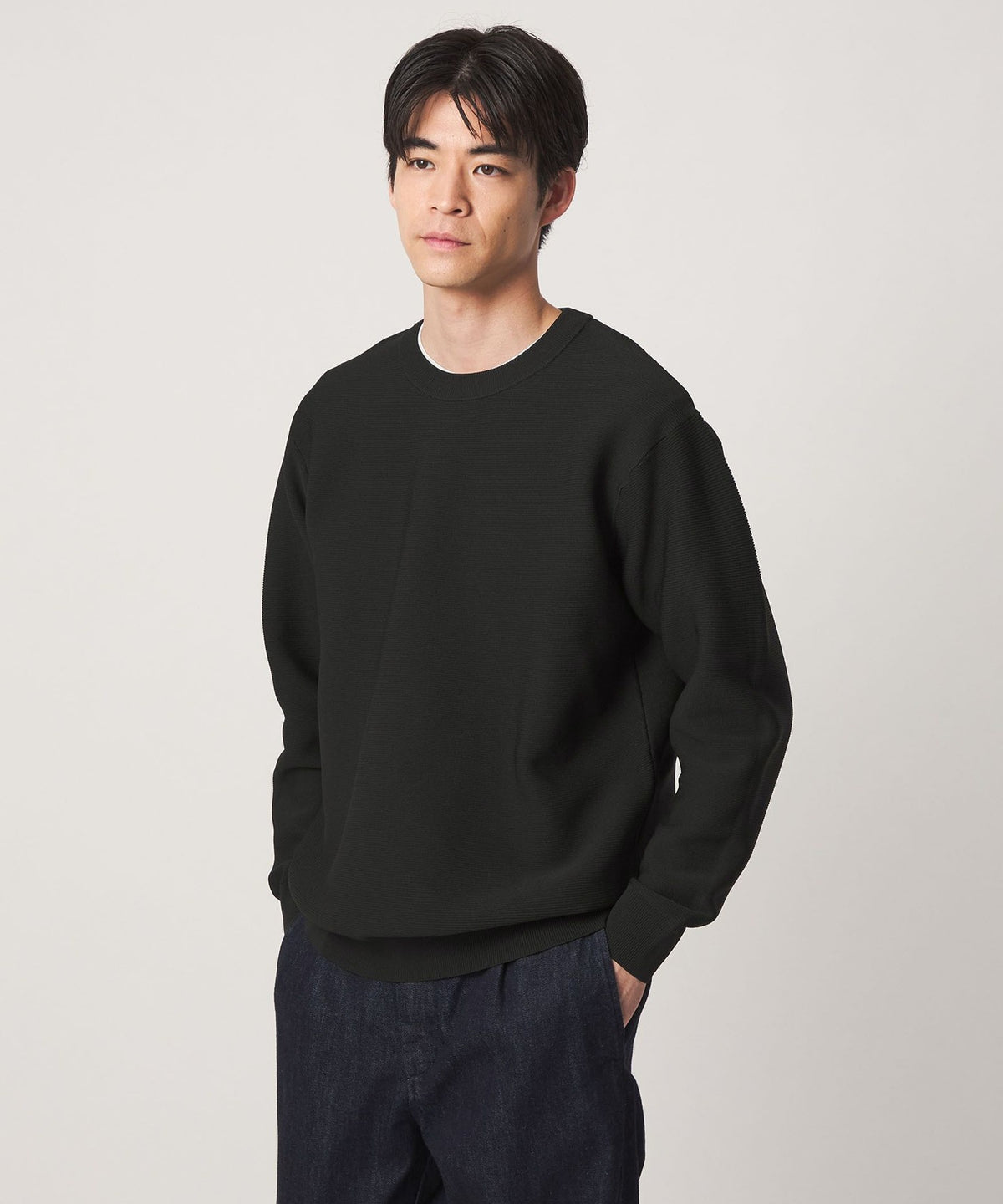 【WEB Exclusive】Garter Stitch Crew Neck Knit