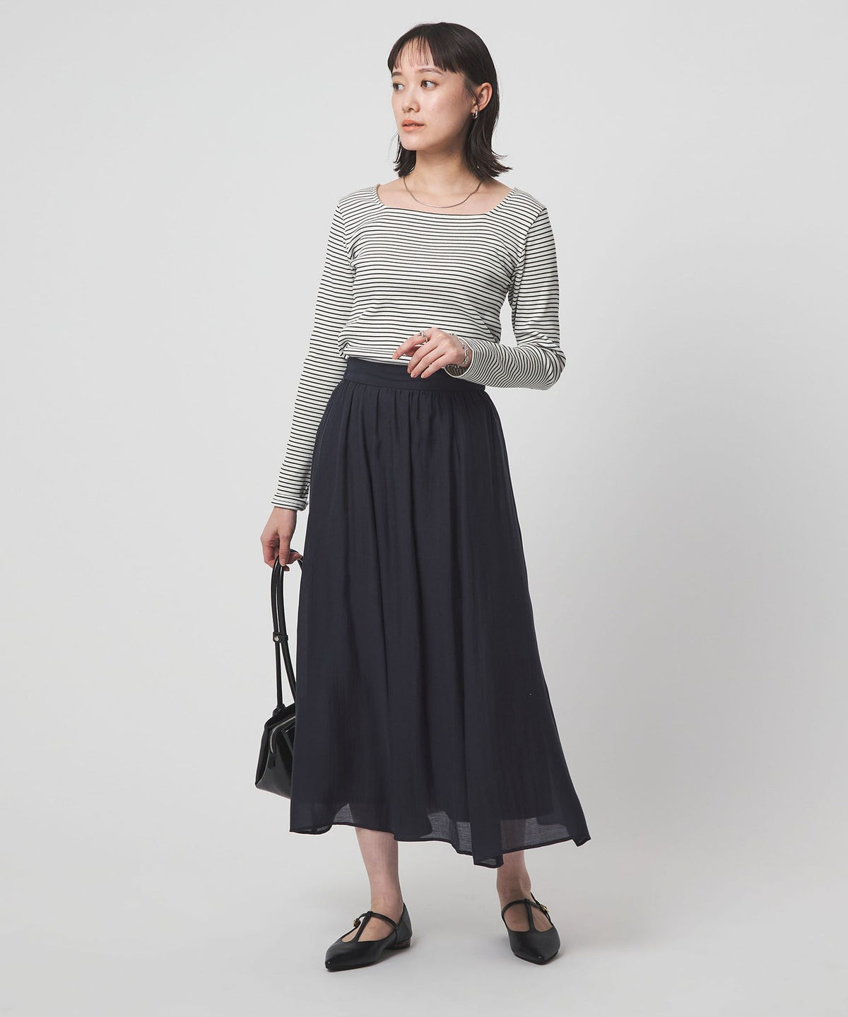 Bright Ribbed Square Neck Long-Sleeve Top