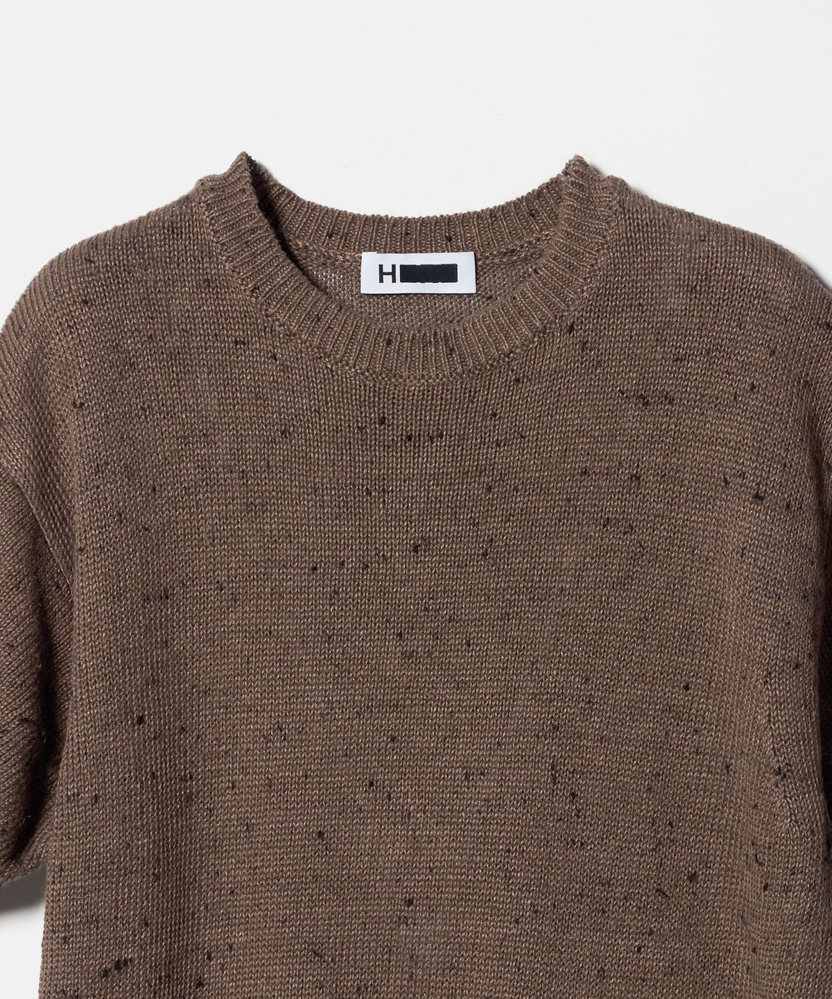 ＜H＞ Black Nep Flax Crew Neck Short Sleeve