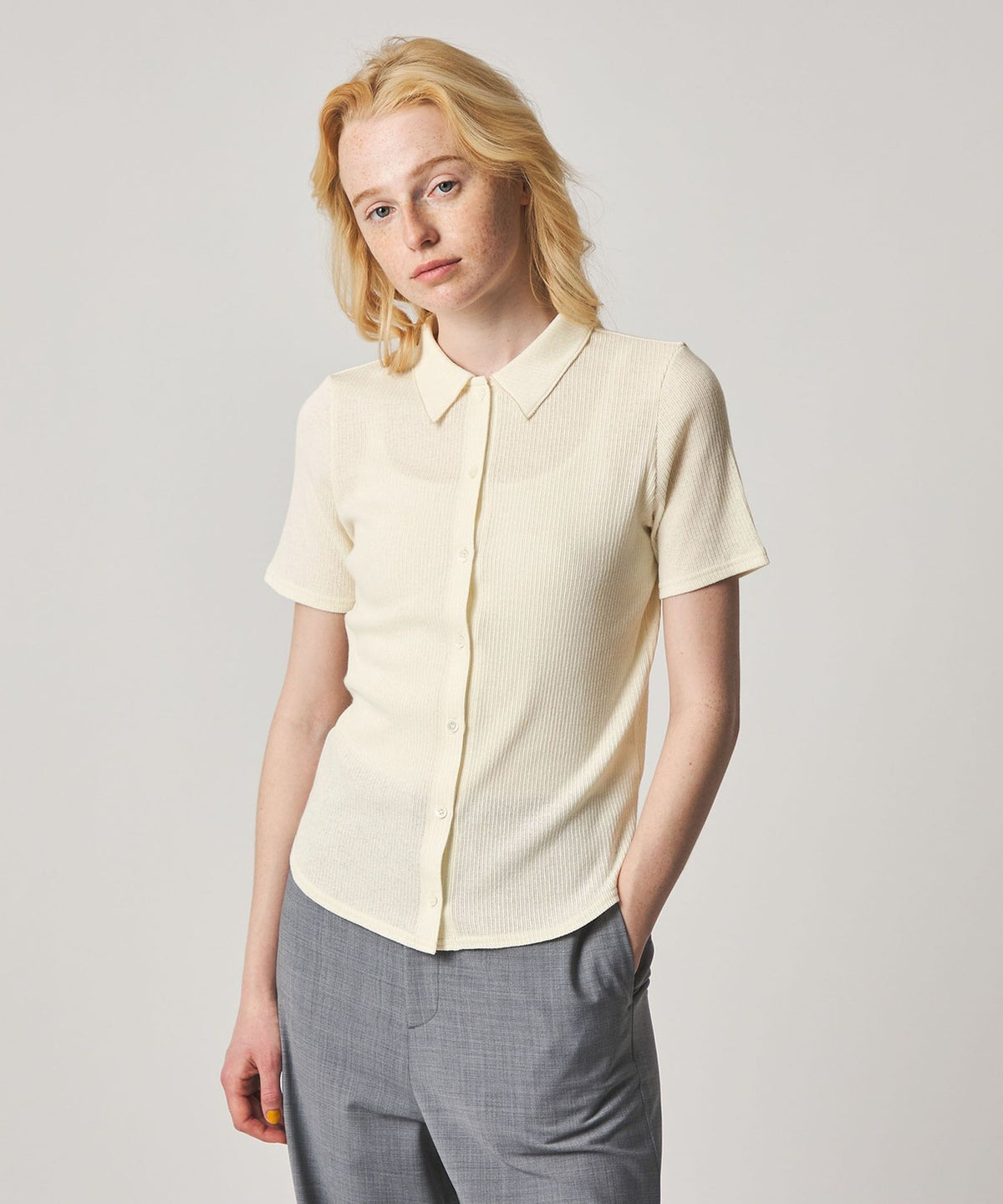 ＜Steven Alan＞罗纹半袖衬衫式开衫