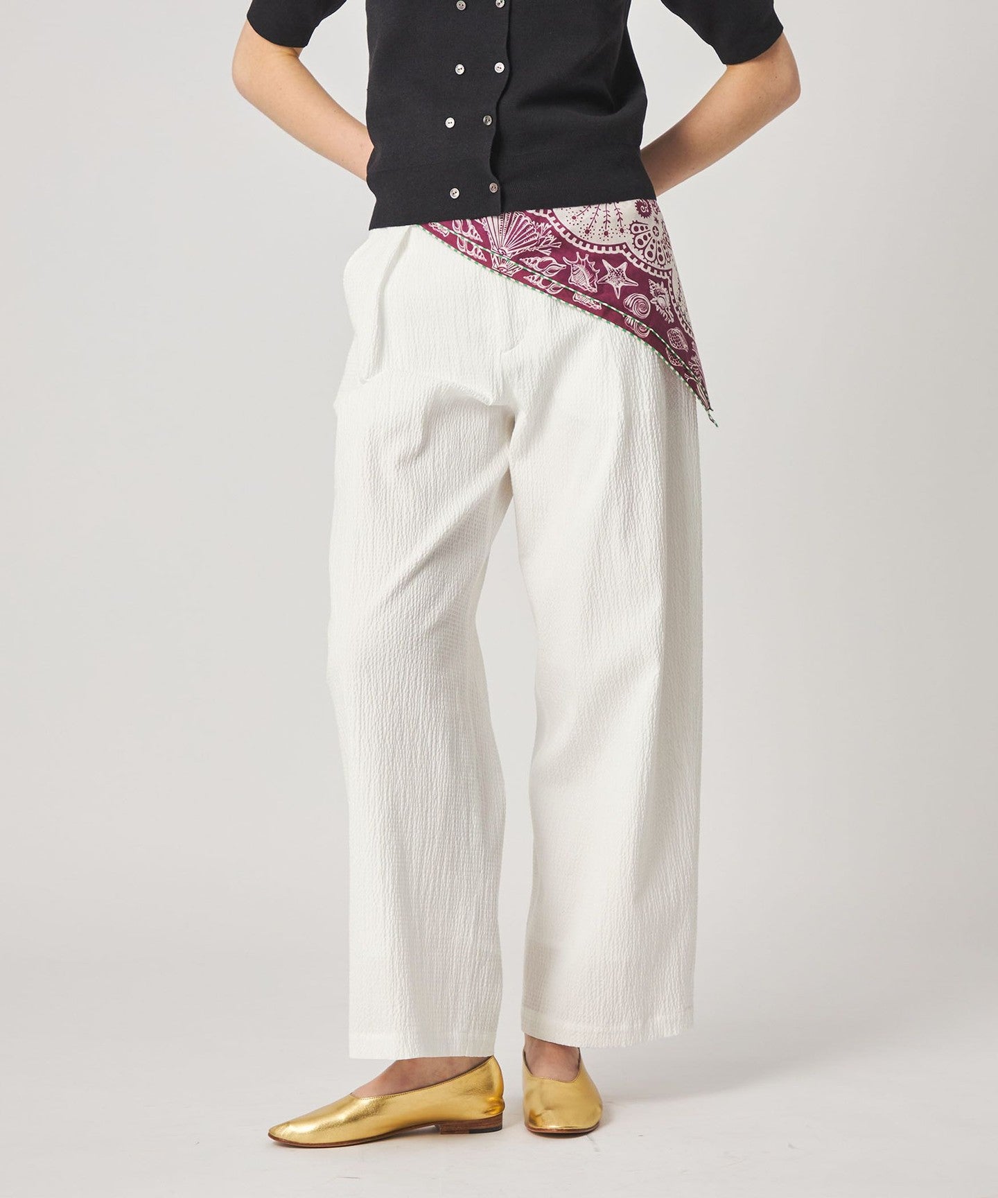 【steven alan】RIPLE COTTON TUCK TROUSERS Steven Alan] Ripple Cotton Tuck Trousers - UNITED ARROWS