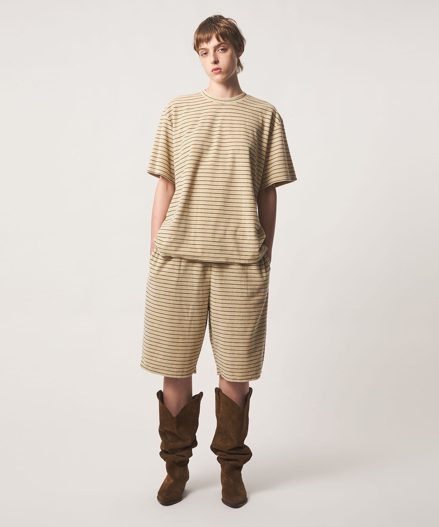 6(ROKU)]パイル ショートパンツ BORDER - UNITED ARROWS
