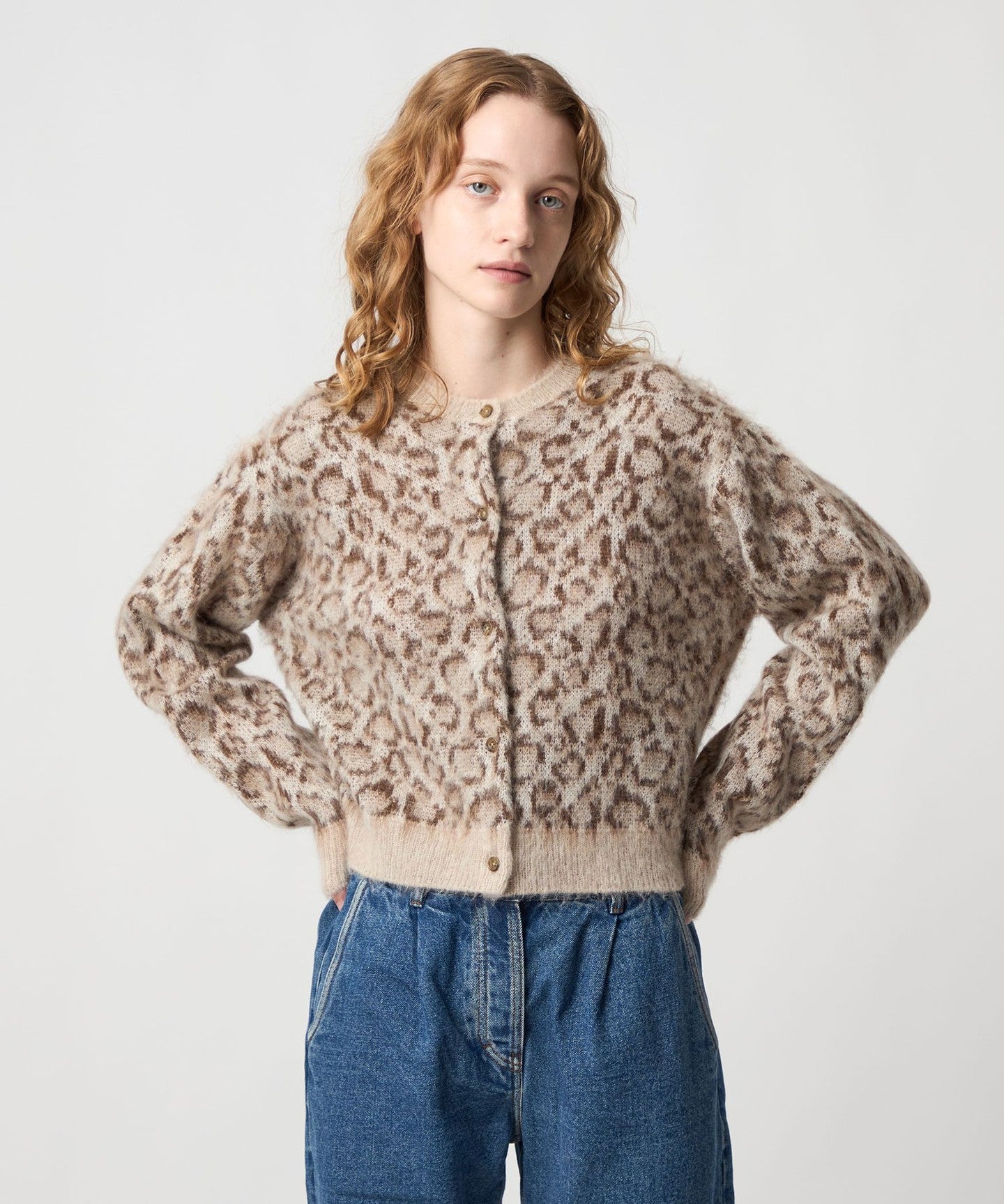 トップス 6(ROKU) MOHAIR CARDIGAN 6(ROKU) ]MohairBlend Leopard CARDIGAN