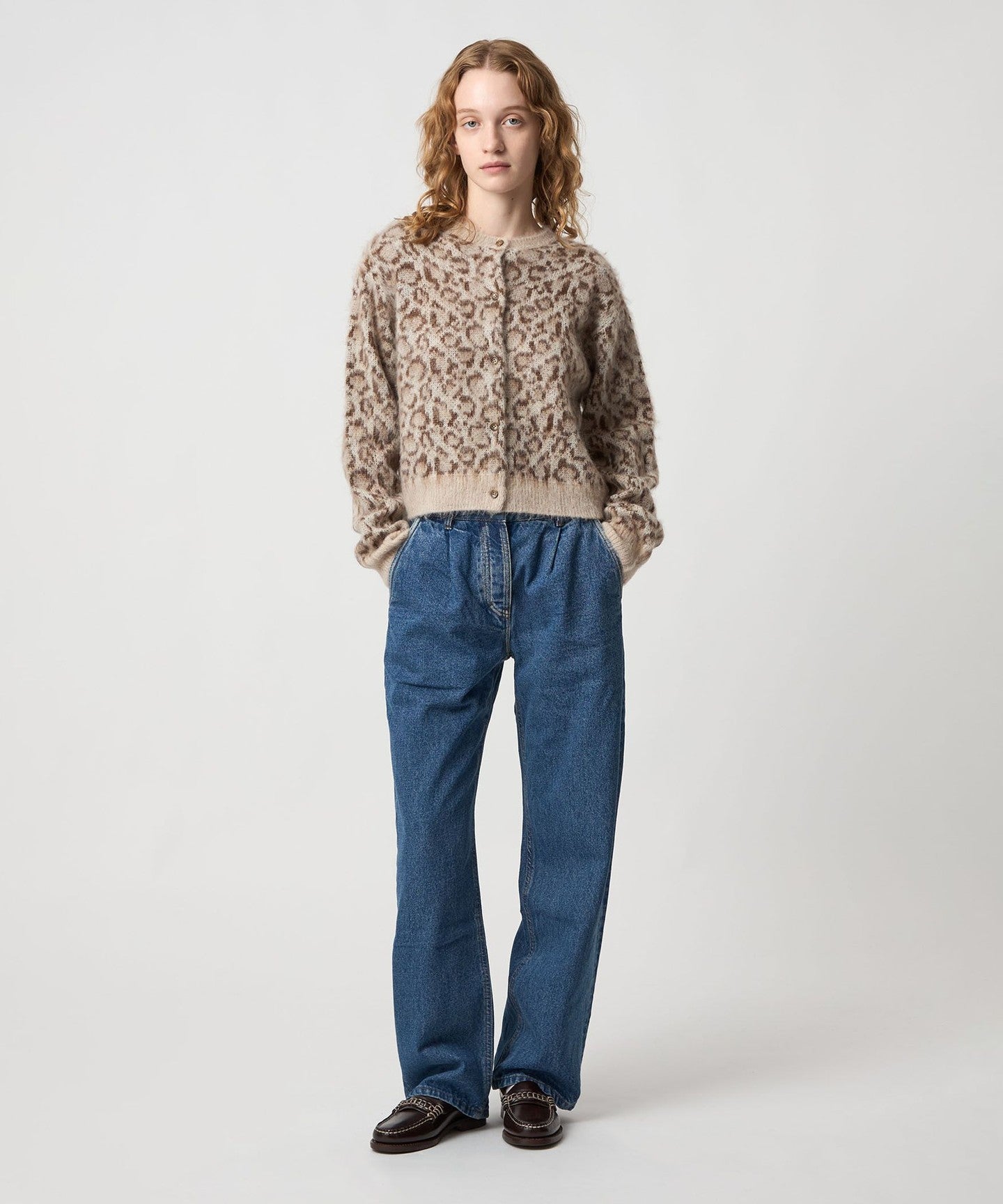 6(ROKU) ]MohairBlend Leopard CARDIGAN