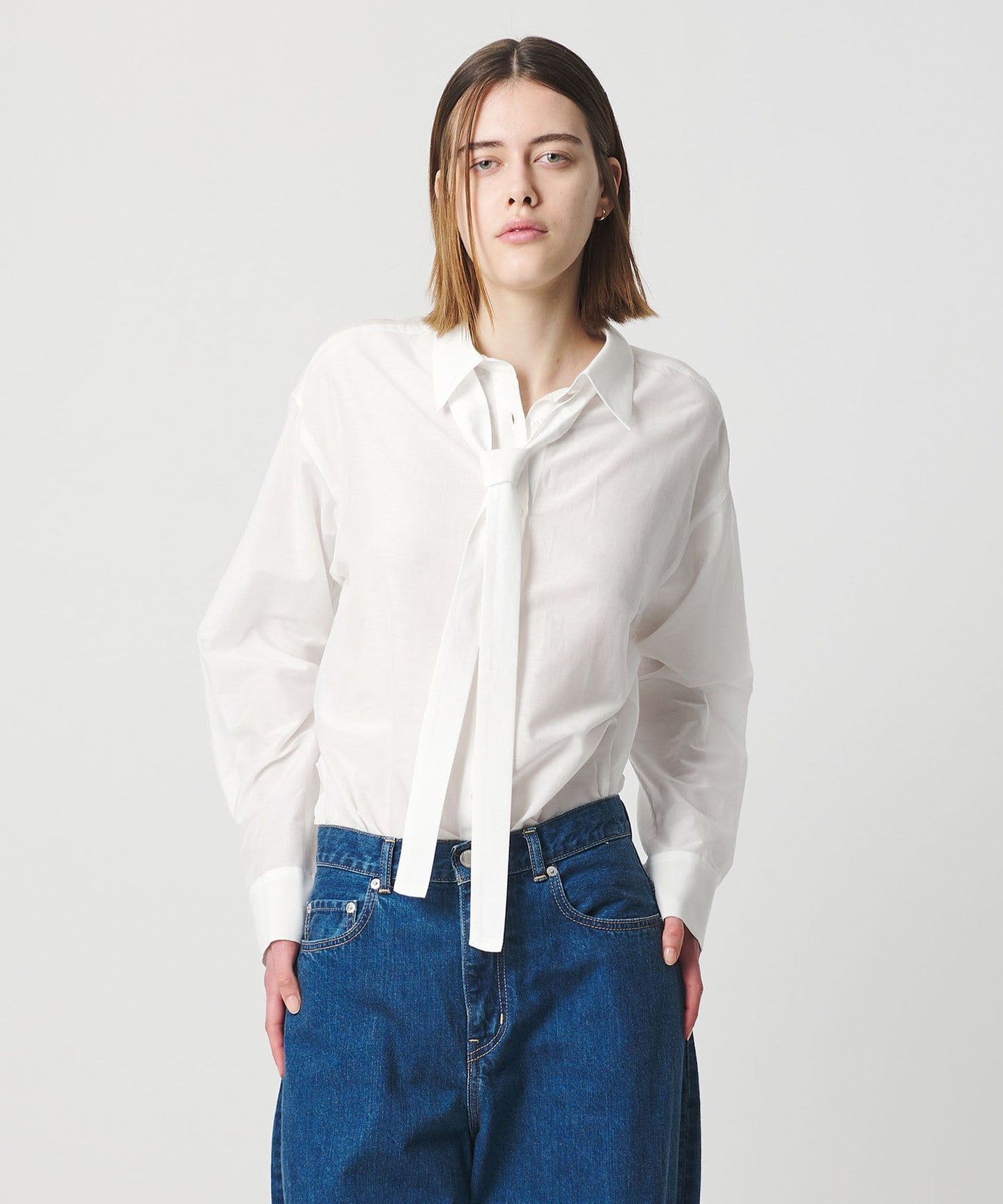 AEWEN MATOPH ]CottonSilk Bow TieSHIRT ‐ Washable ‐ - UNITED ARROWS