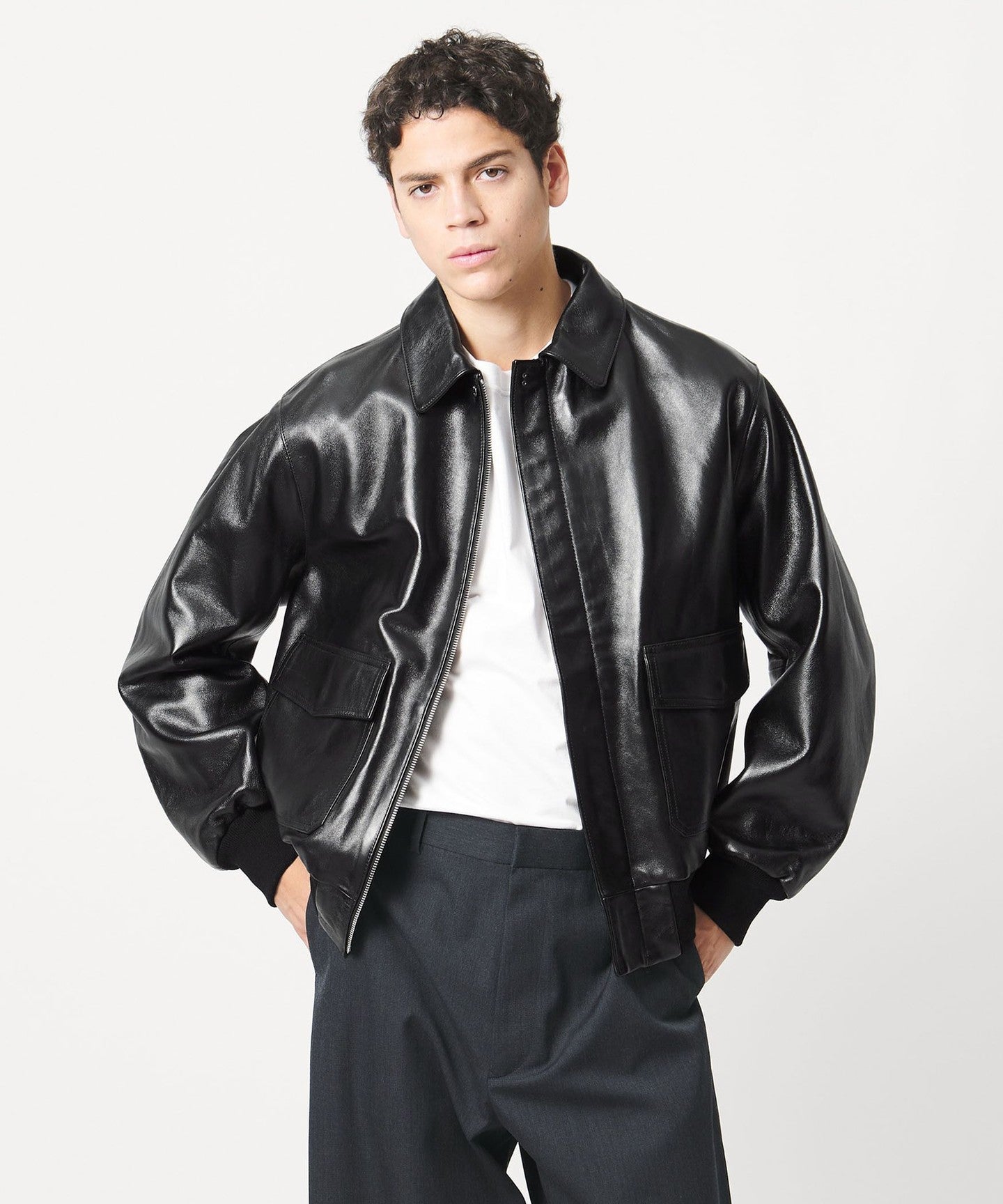 LOEFF ]Lamb皮革飞行JACKET UNISEX - UNITED ARROWS