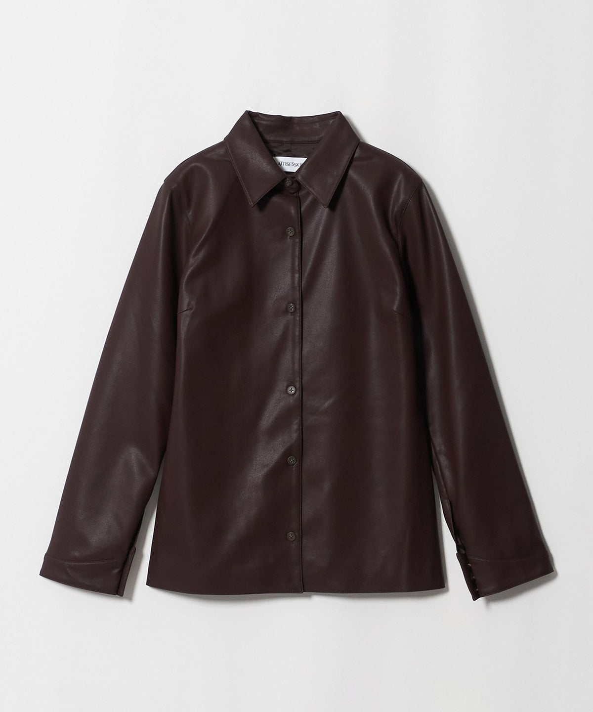 <ATTISESSION> Leather-like Curved Cuff Shirt