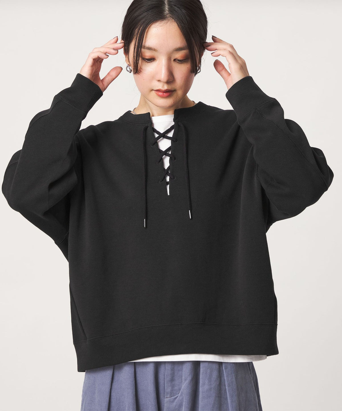 【WEB限定】＜at ease＞双面系带套头针织衫