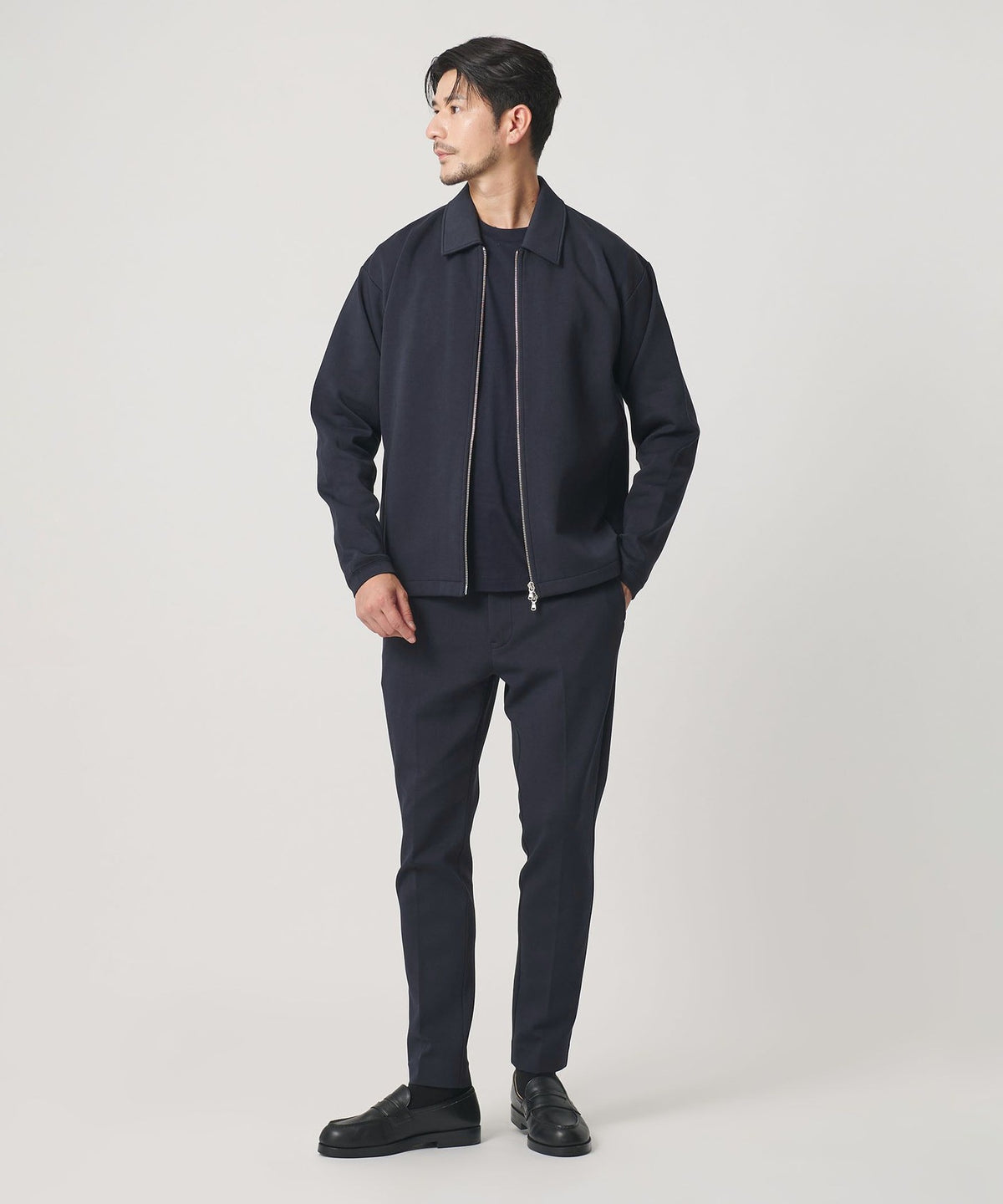 [WEB Exclusive WARDROBE SMART] Double Knit No-Pleat Slacks Pants / Set-up Compatible [Anti-bacterial & Odor-resistant]