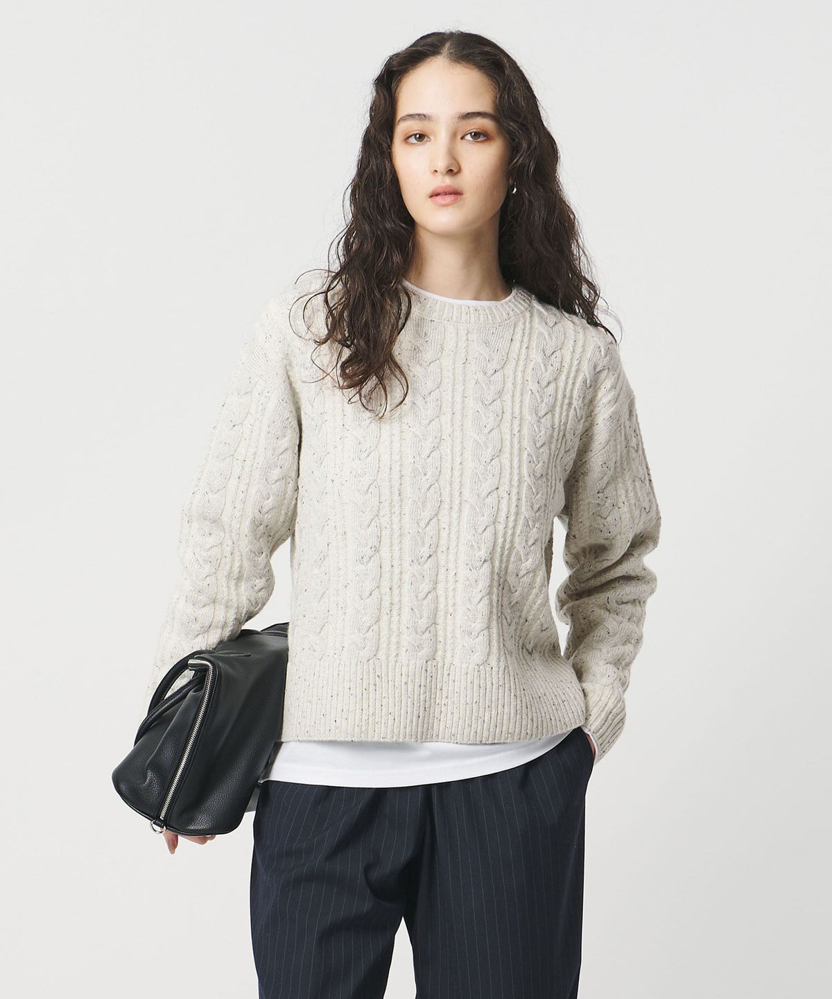 Mixed Color Cable Knit Pullover