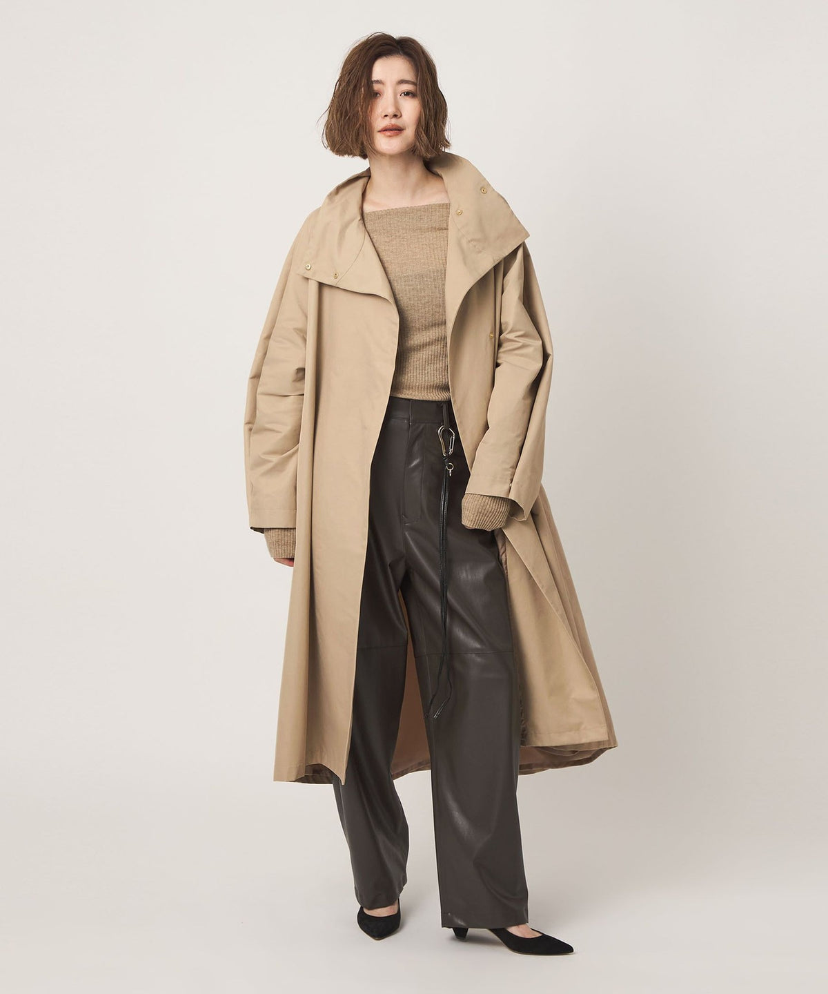 <conte> Stand Collar Long Coat