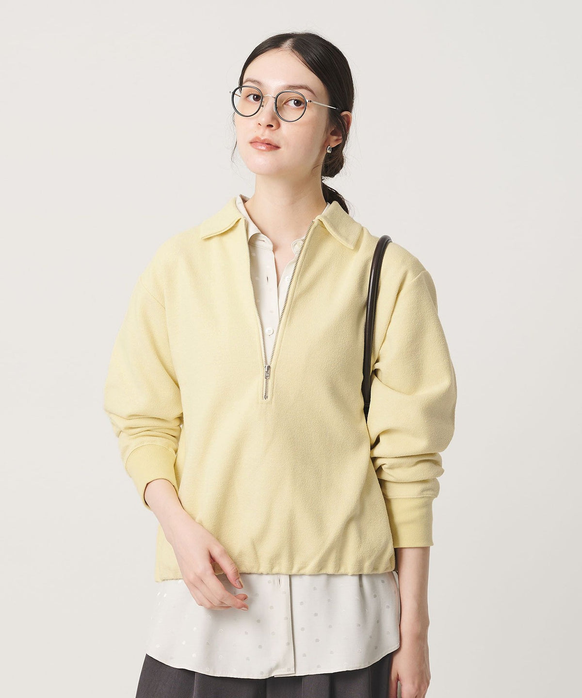 【網路限定 Wardrobe DAILY MINIMAL】雙層針織半拉鍊套頭衫