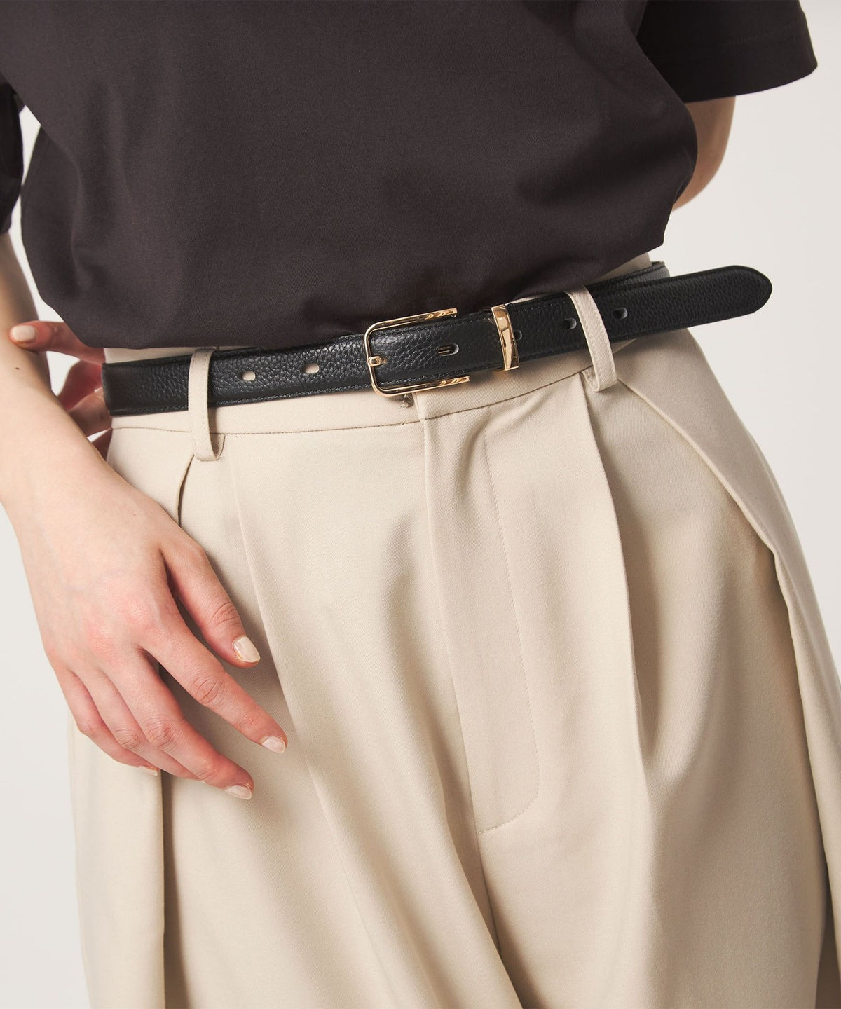 Ceinture à surpiqûres et passant métallique 2
