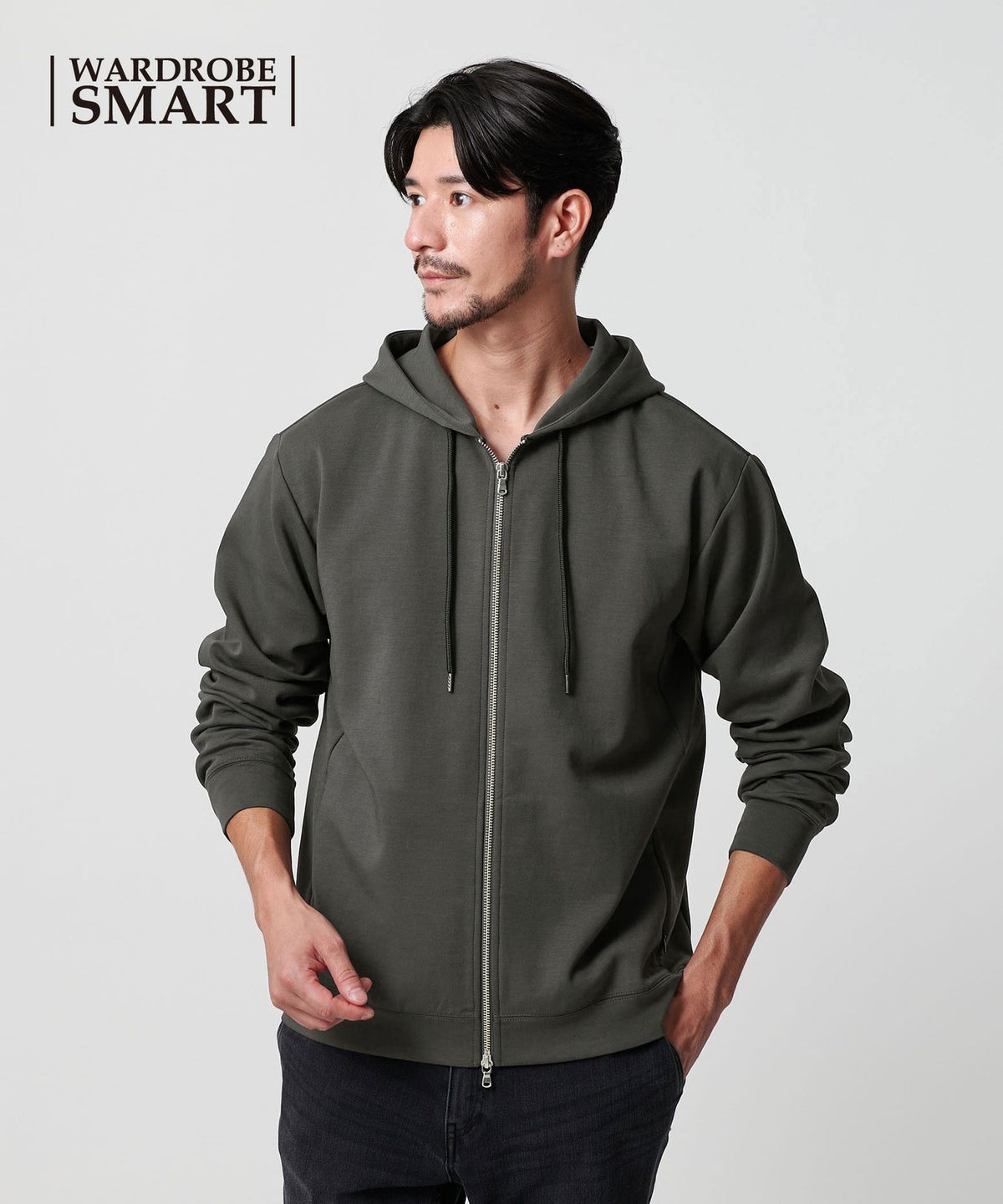 【WARDROBE SMART】Sudadera con capucha con cremallera de doble punto/Combinable con conjunto