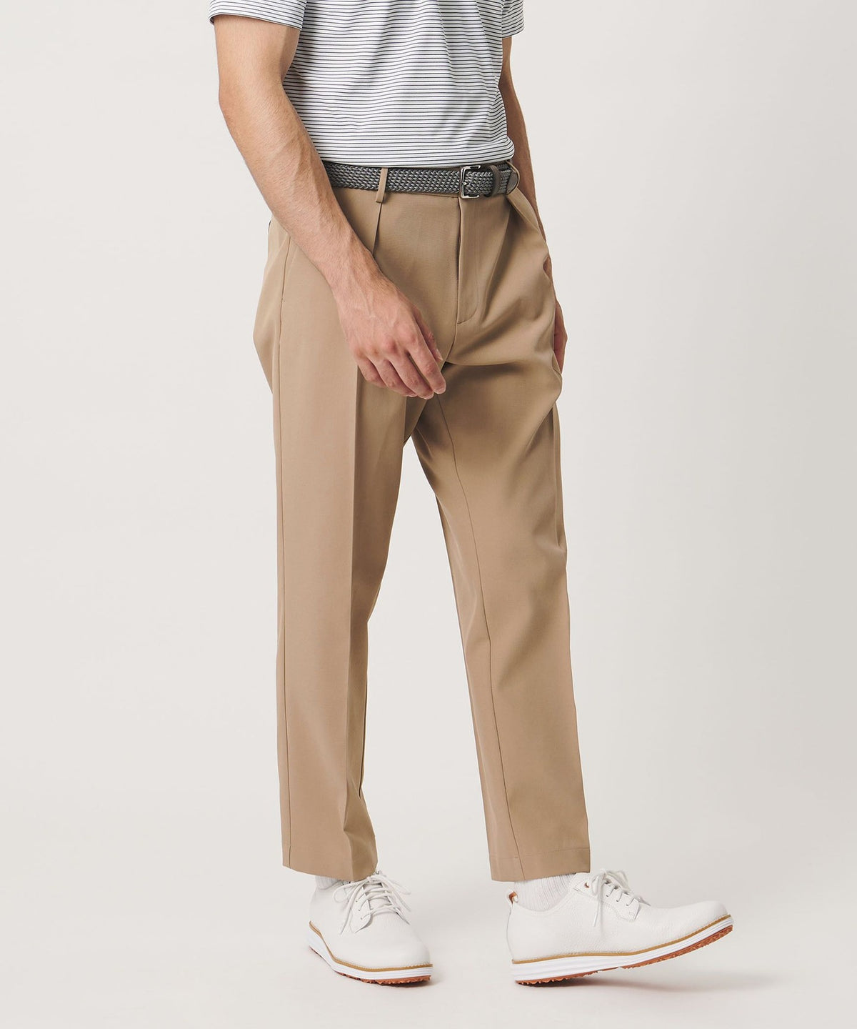 Men's 1-Pleat Slacks: Quick-Drying, UV Protection, Wrinkle-Resistant
