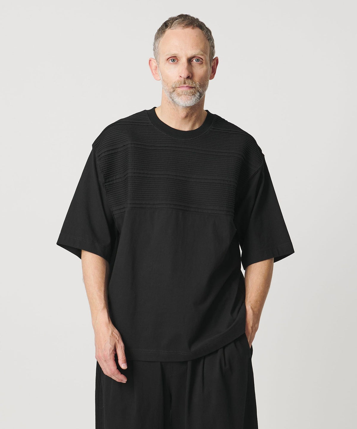 <Pheeta> Pearl Half-Sleeve Cut-and-Sew Top - UNISEX - / 015CMen-PT3