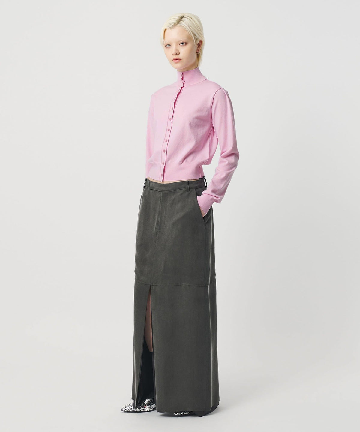 ＜H＞ Cardigan col montant