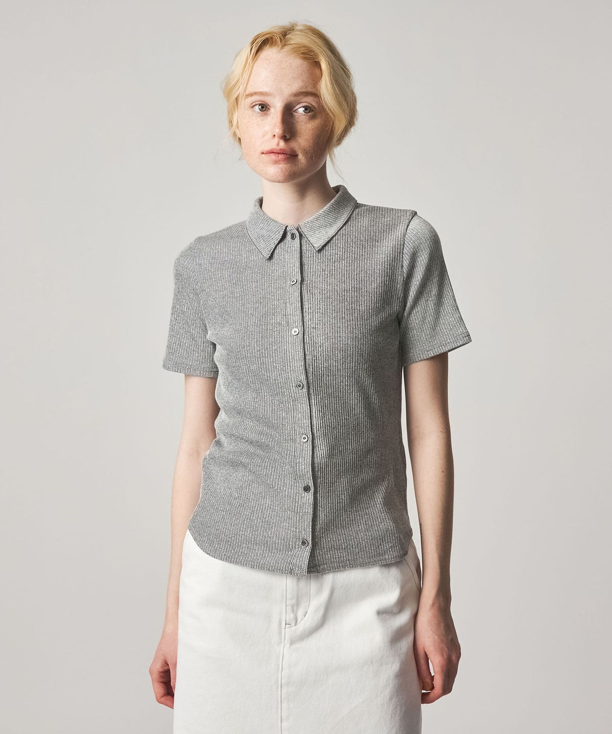 ＜Steven Alan＞罗纹半袖衬衫式开衫