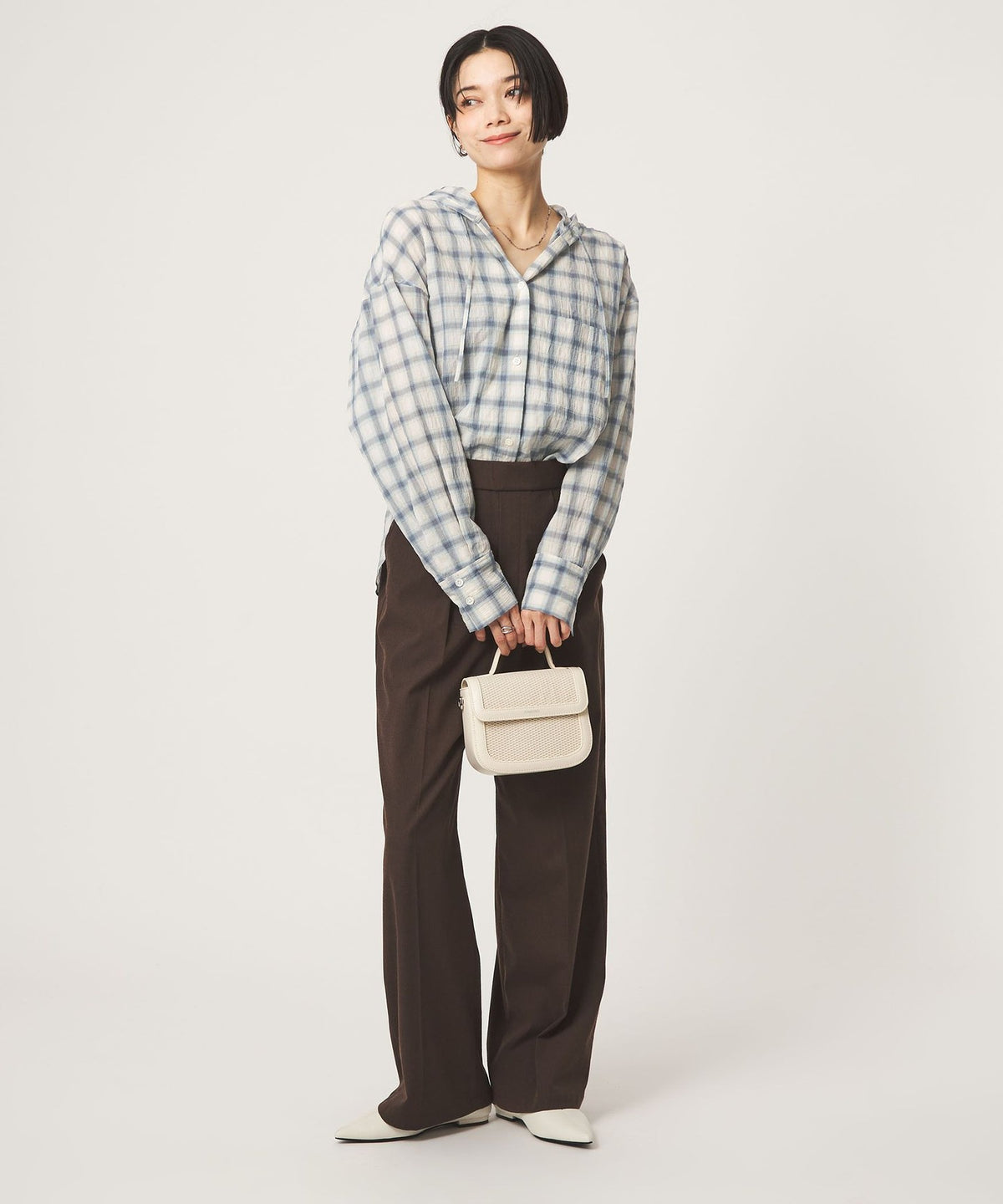 WEB Limited <at ease> Hood Check Shirt