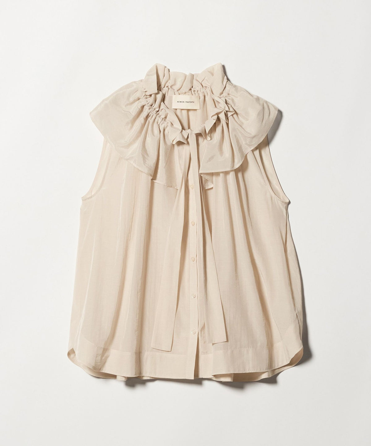 <AEWEN MATOPH> Gathered Ribbon Sleeveless Blouse - Washable