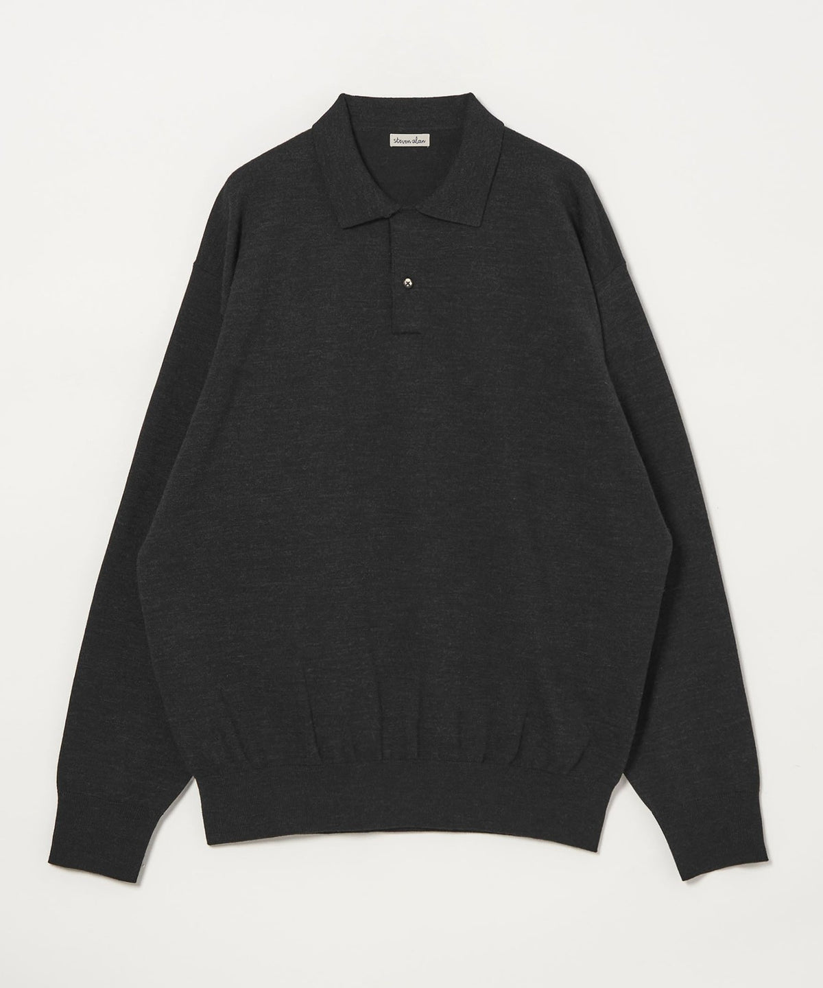 <Steven Alan> Melange Wool Open Knit 2-Button Polo Shirt