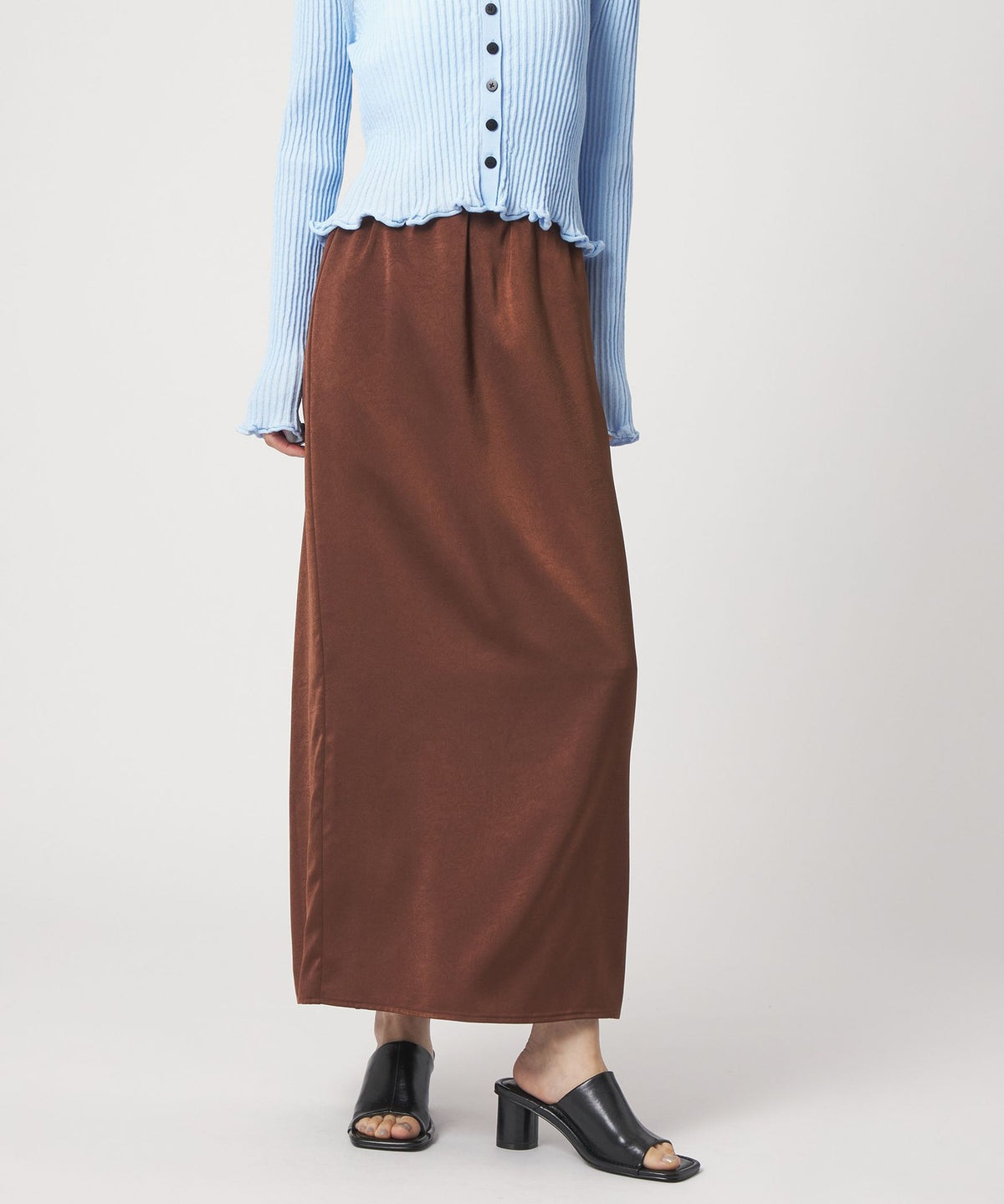 <EMMEL REFINES> EM Crushed Vintage Easy Satin Skirt