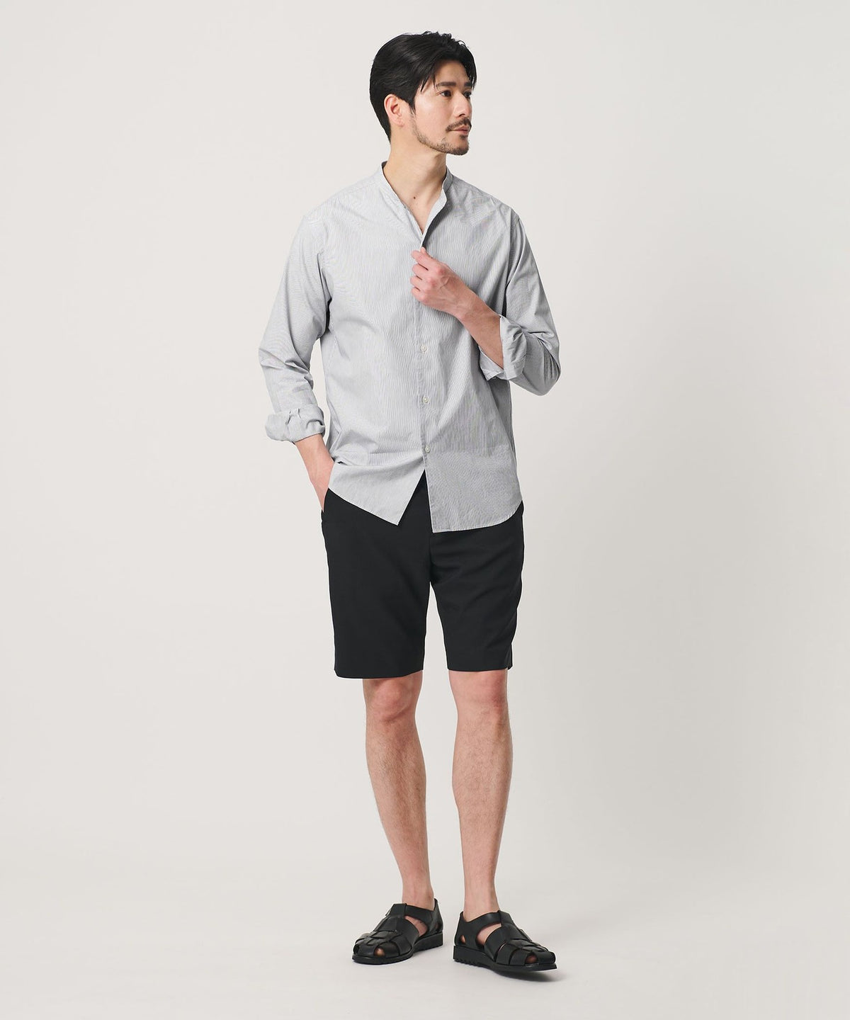 【线上限定 WARDROBE SMART】棉质 立领开襟衬衫