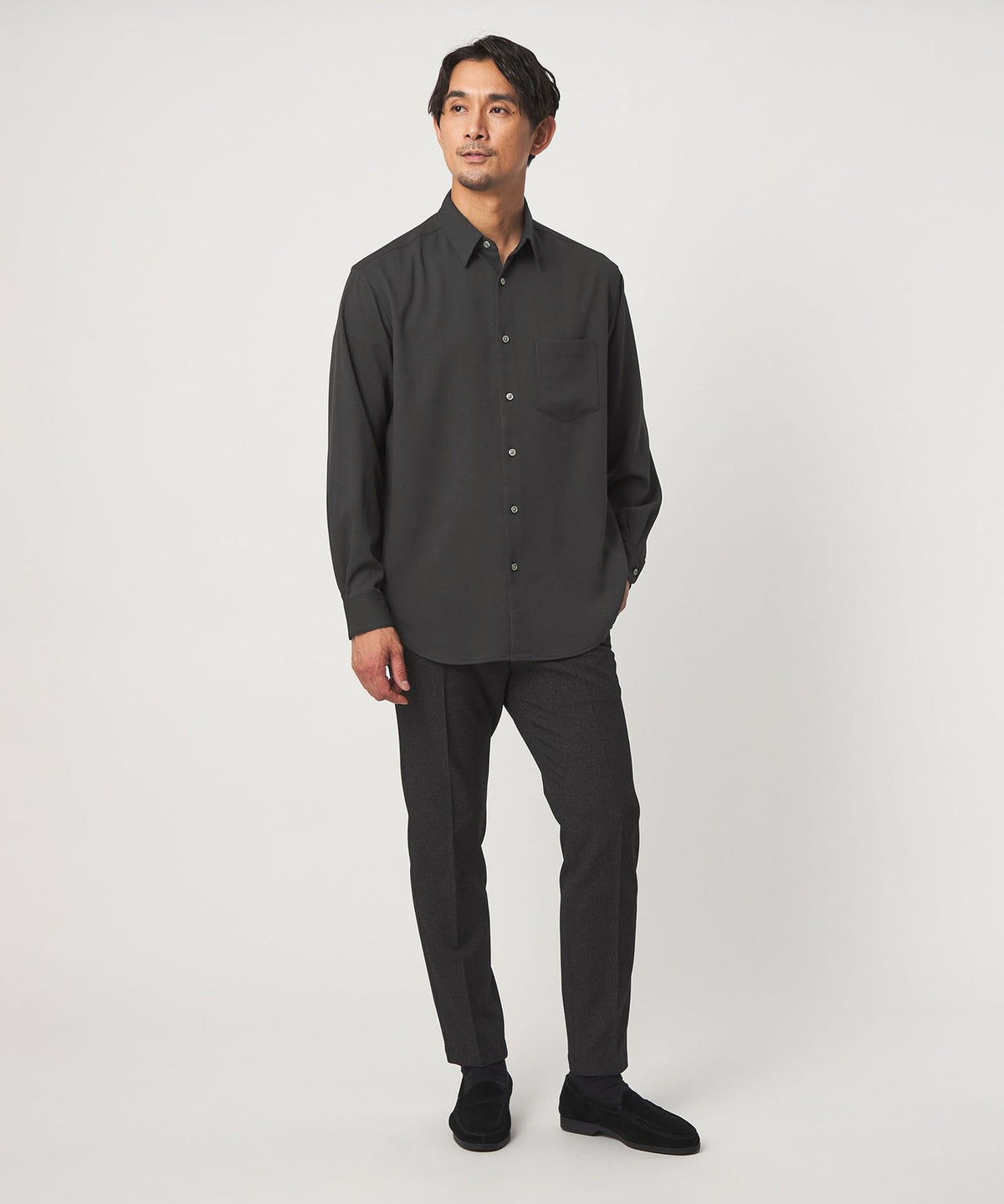 [WEB Exclusive] <JUST fit> Wool-Like Relaxed Long-Sleeve Shirt