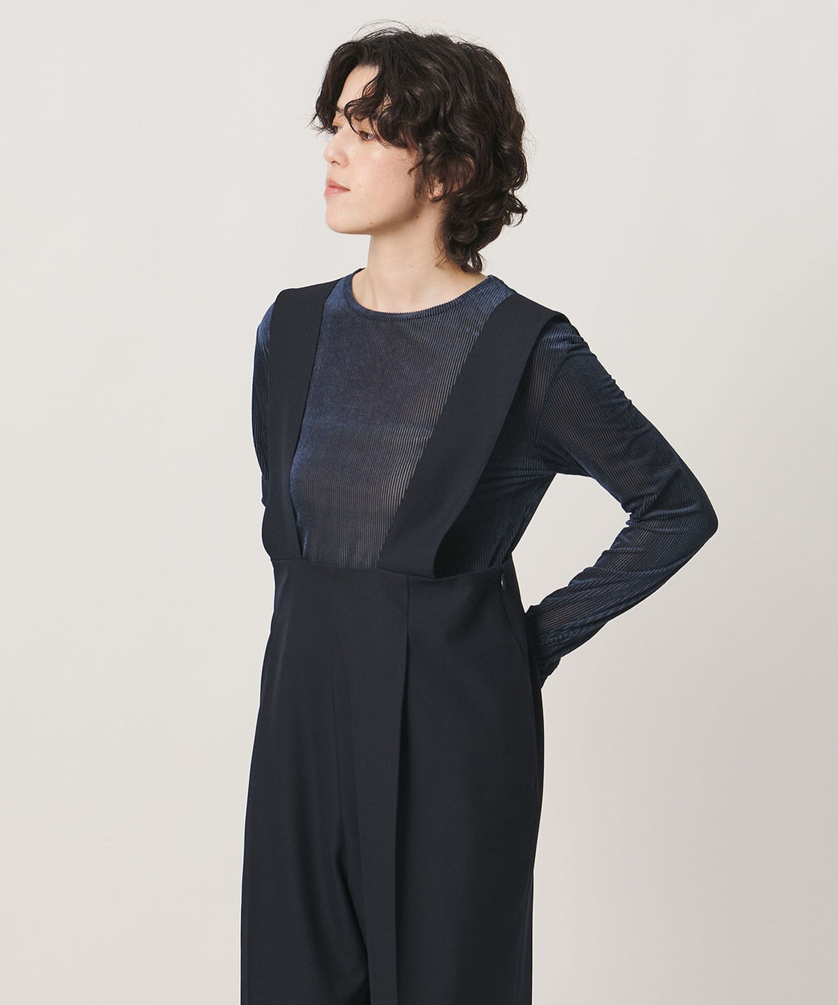 <MARW UNITED ARROWS> Sheer Velour Ribbed Long Sleeve Top