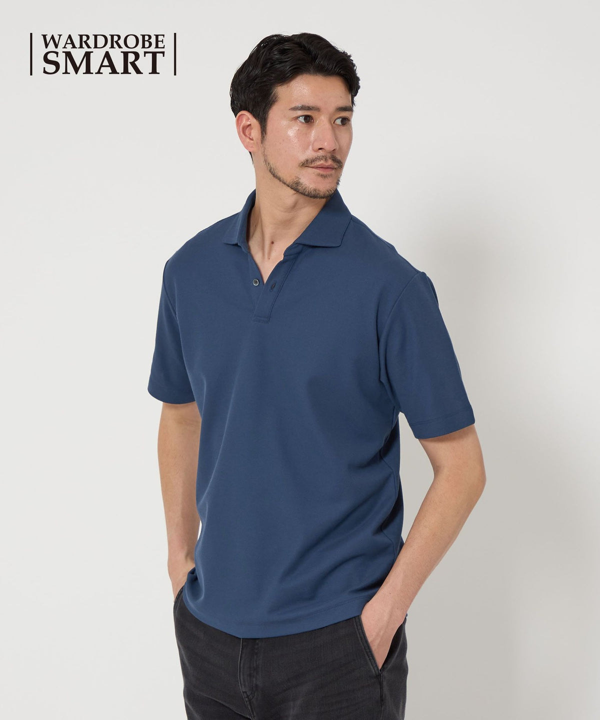 WARDROBE SMART Web Exclusive Stay Clean Pique Skipper Polo Shirt (Anti-bacterial & Odor-resistant)