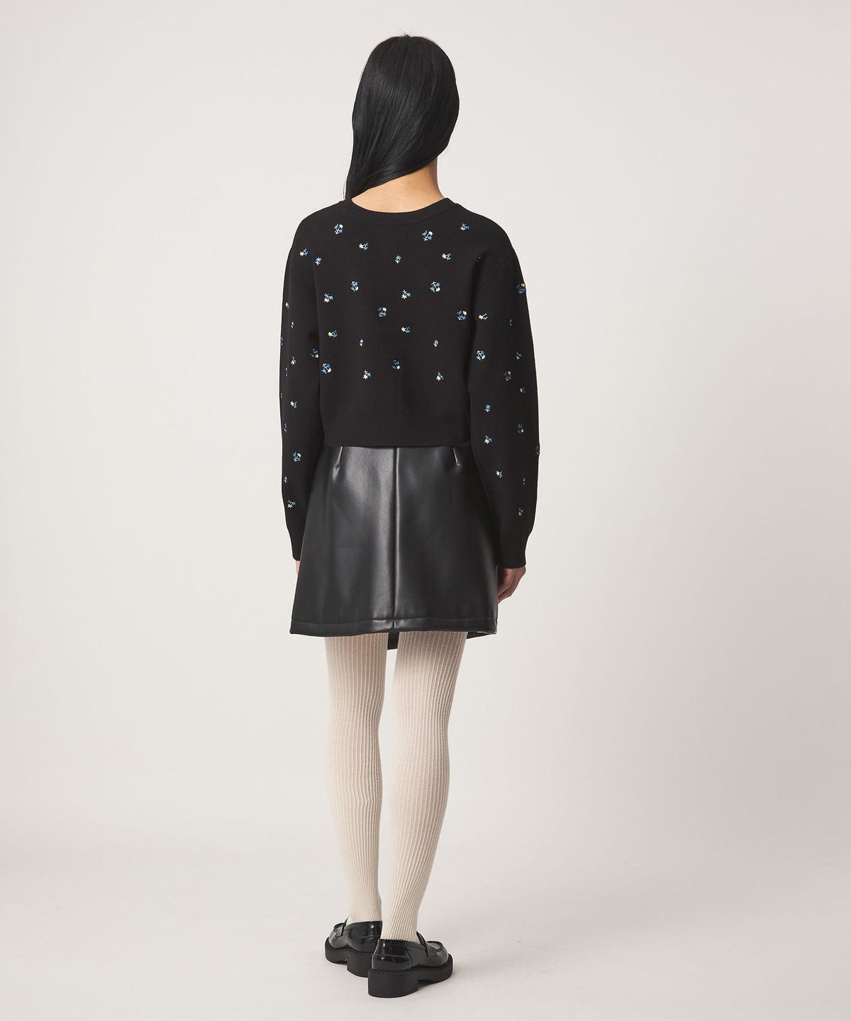 <EMMEL REFINES> EM Leather-Like Wrap Mini Skirt