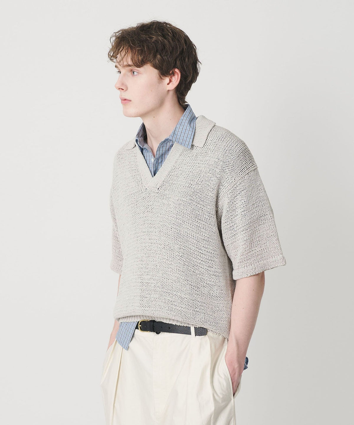 Tape Yarn Skipper Short Sleeve Knit Washable