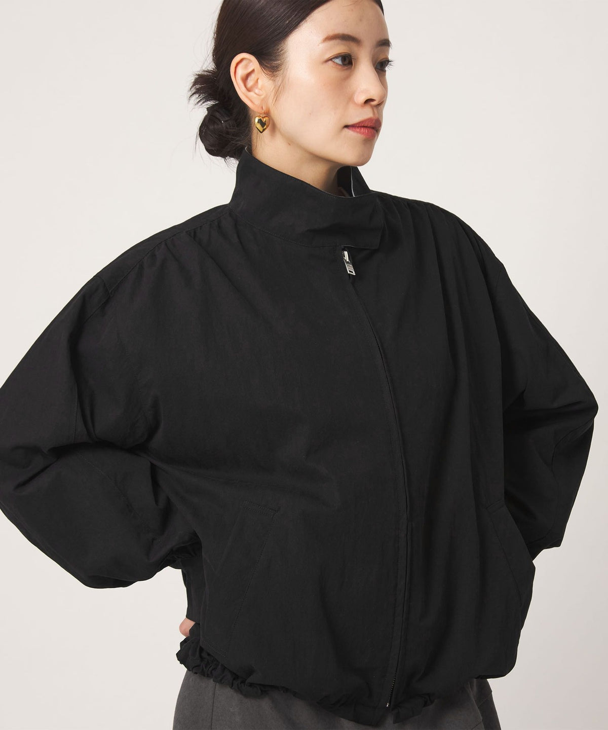 <CITEN> High-Neck Box Silhouette Blouson Jacket