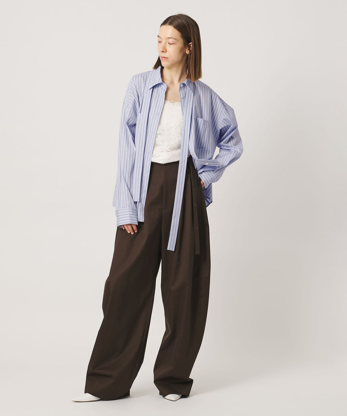 <AEWEN MATOPH> Stripe Bow Tie Pocket Shirt