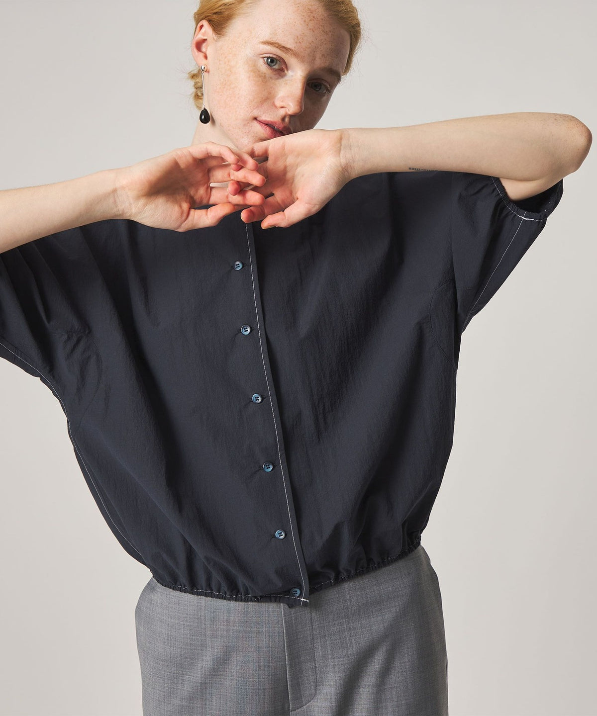 ＜Steven Alan＞圆领 褶皱 衬衫