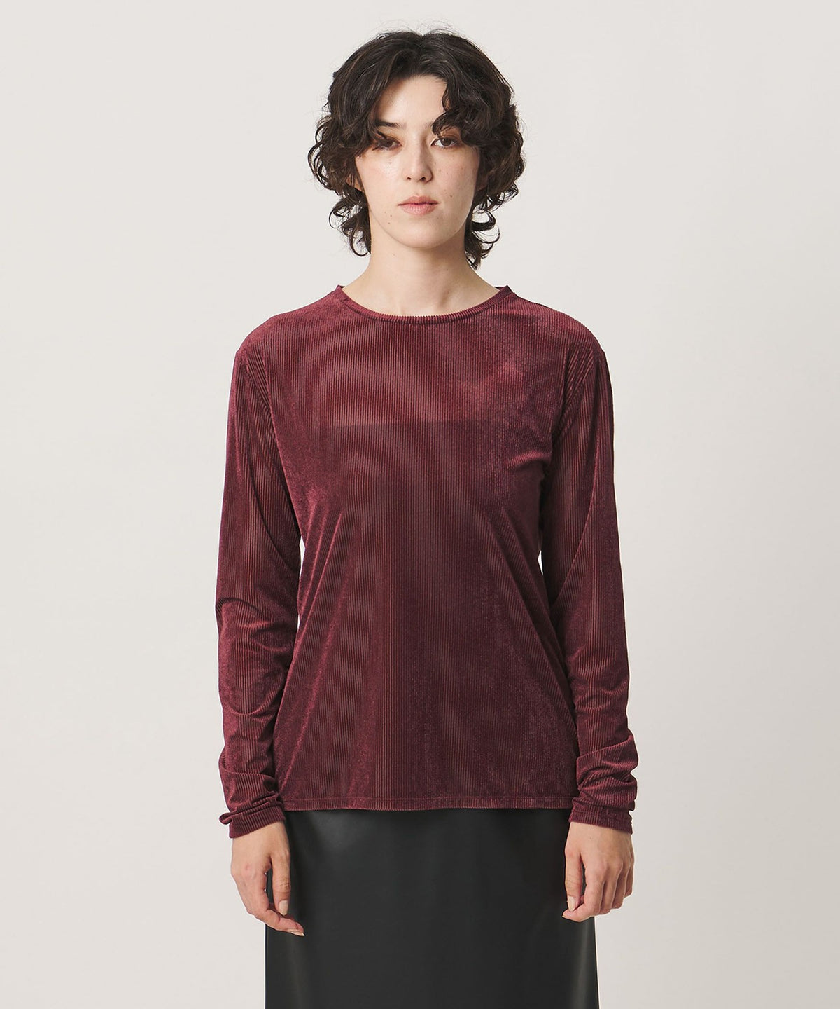 <MARW UNITED ARROWS> Sheer Velour Ribbed Long Sleeve Top