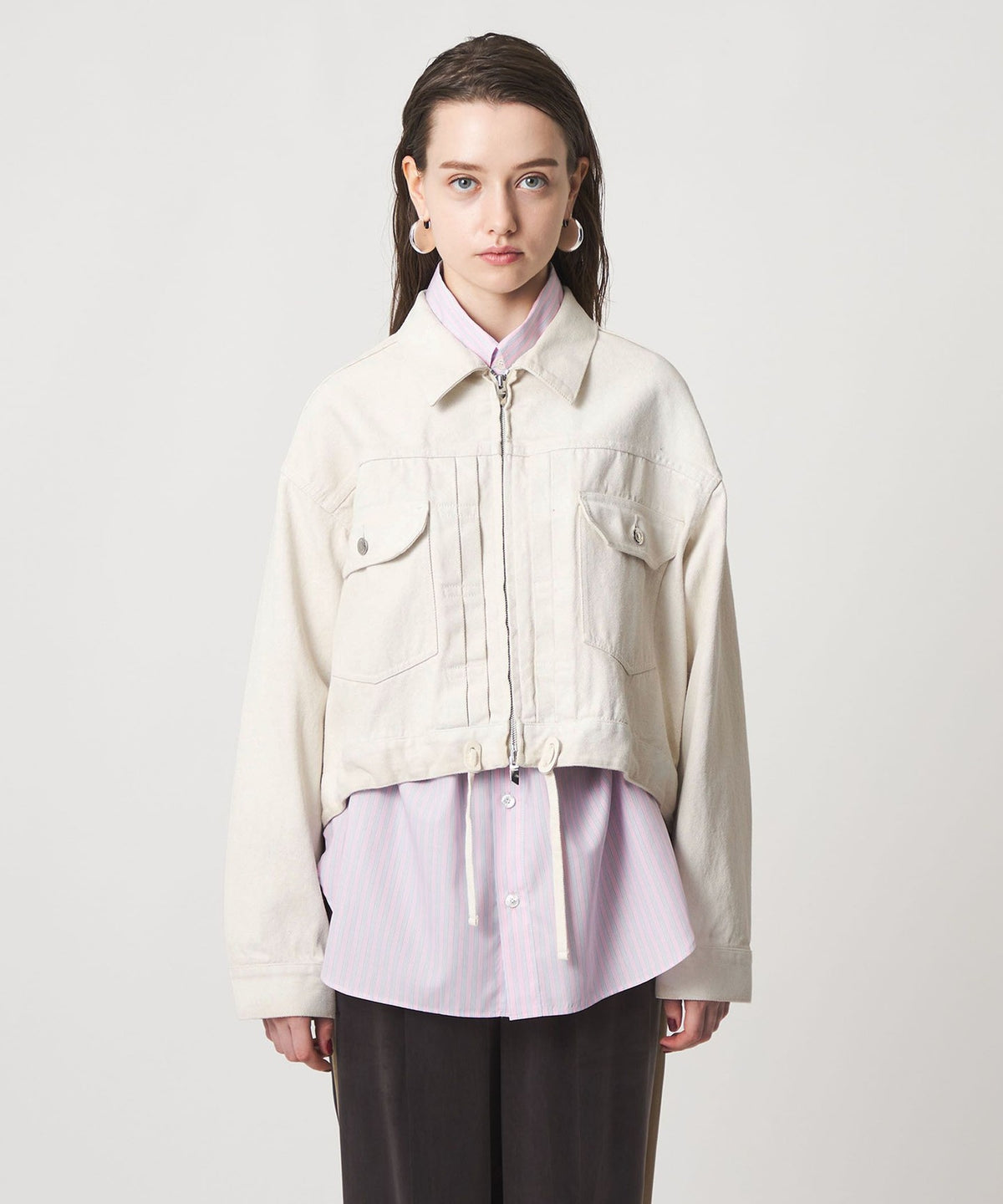 <ASTRAET> Coated Zip Denim Jacket UNISEX