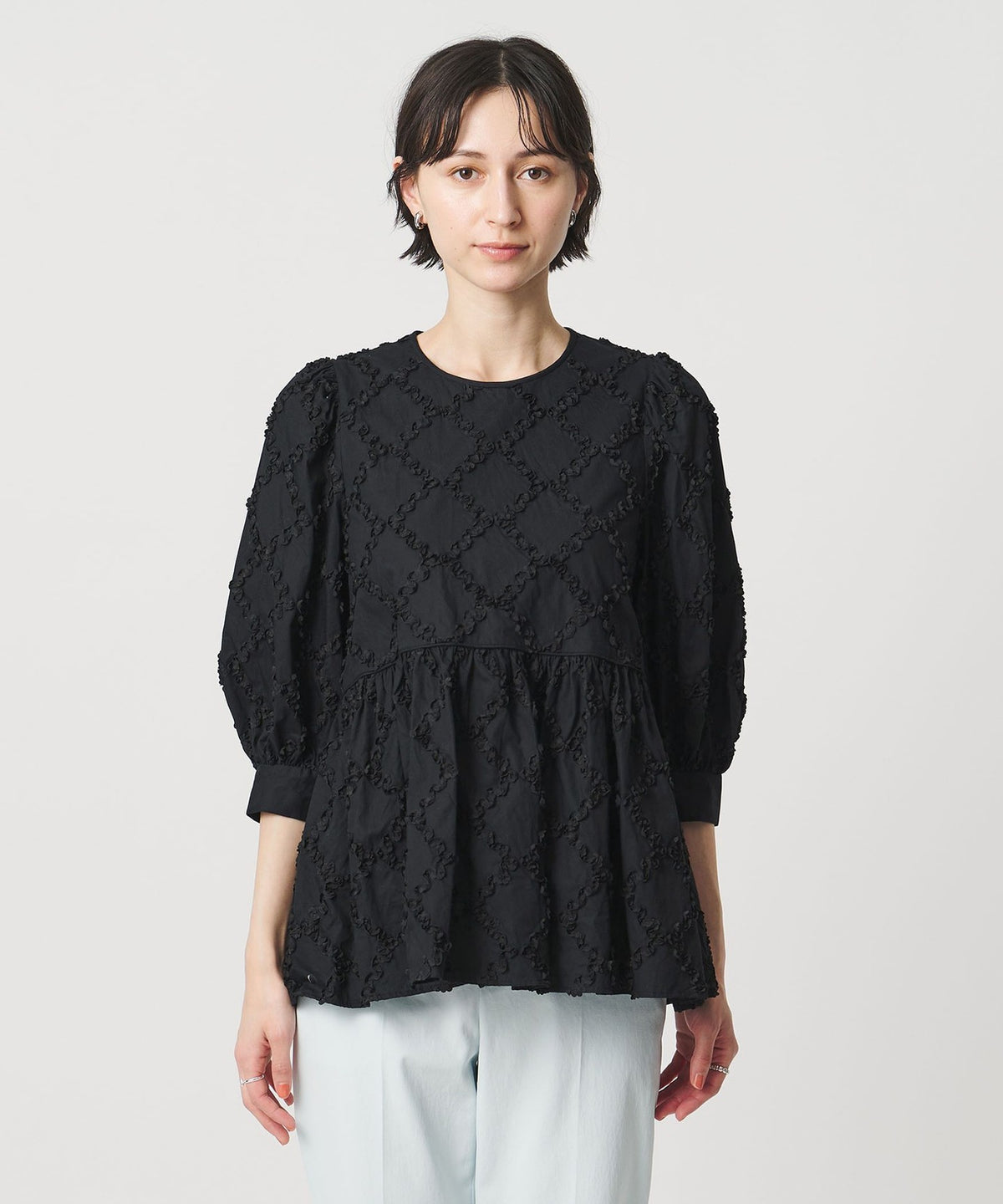 Embroidered Peplum Blouse