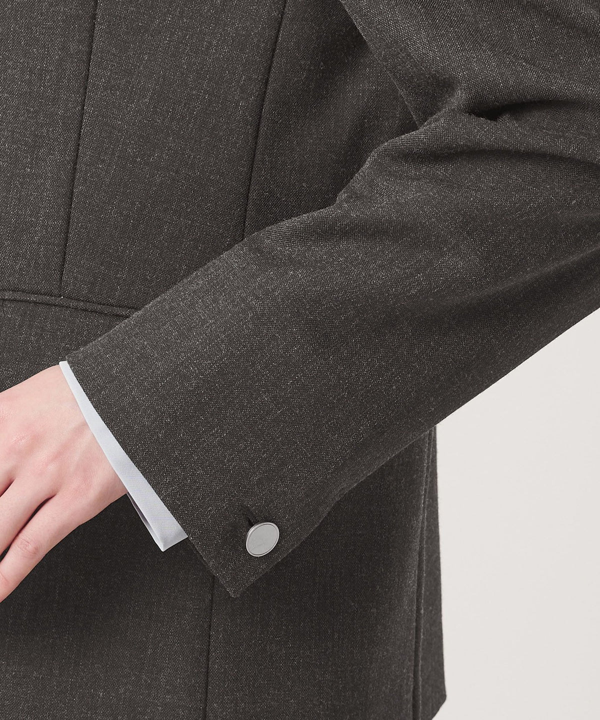【WEB限定 Wardrobe DAILY MINIMAL】混色雙排釦無領夾克 (可水洗)