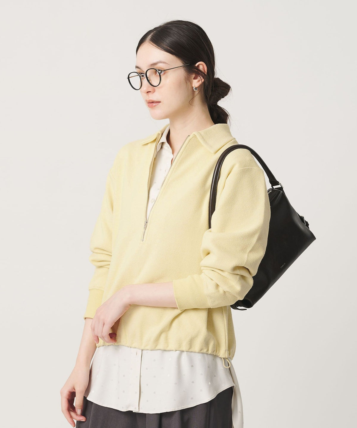 【網路限定 Wardrobe DAILY MINIMAL】雙層針織半拉鍊套頭衫